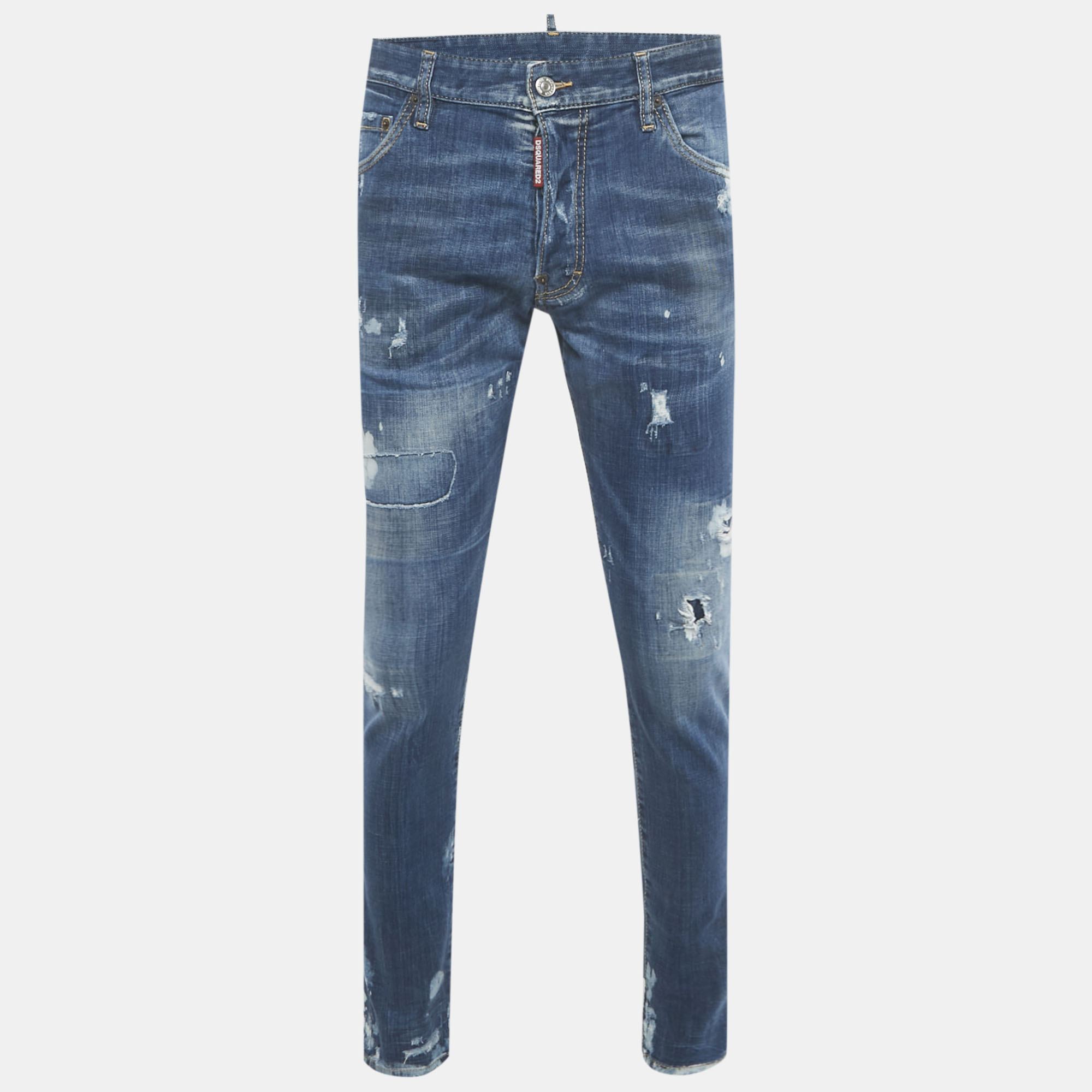 

Dsquared2 Blue Distressed Denim Cool Guy Jeans L Waist 35"