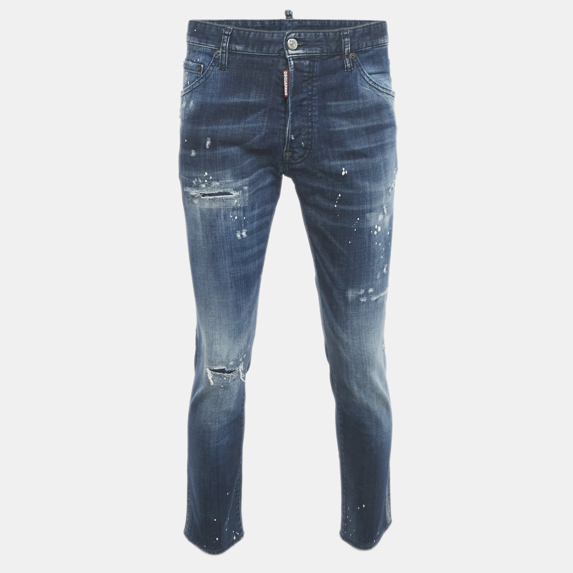 

Dsquared2 Blue Distressed Denim Cool Guy Jeans XL Waist 35"