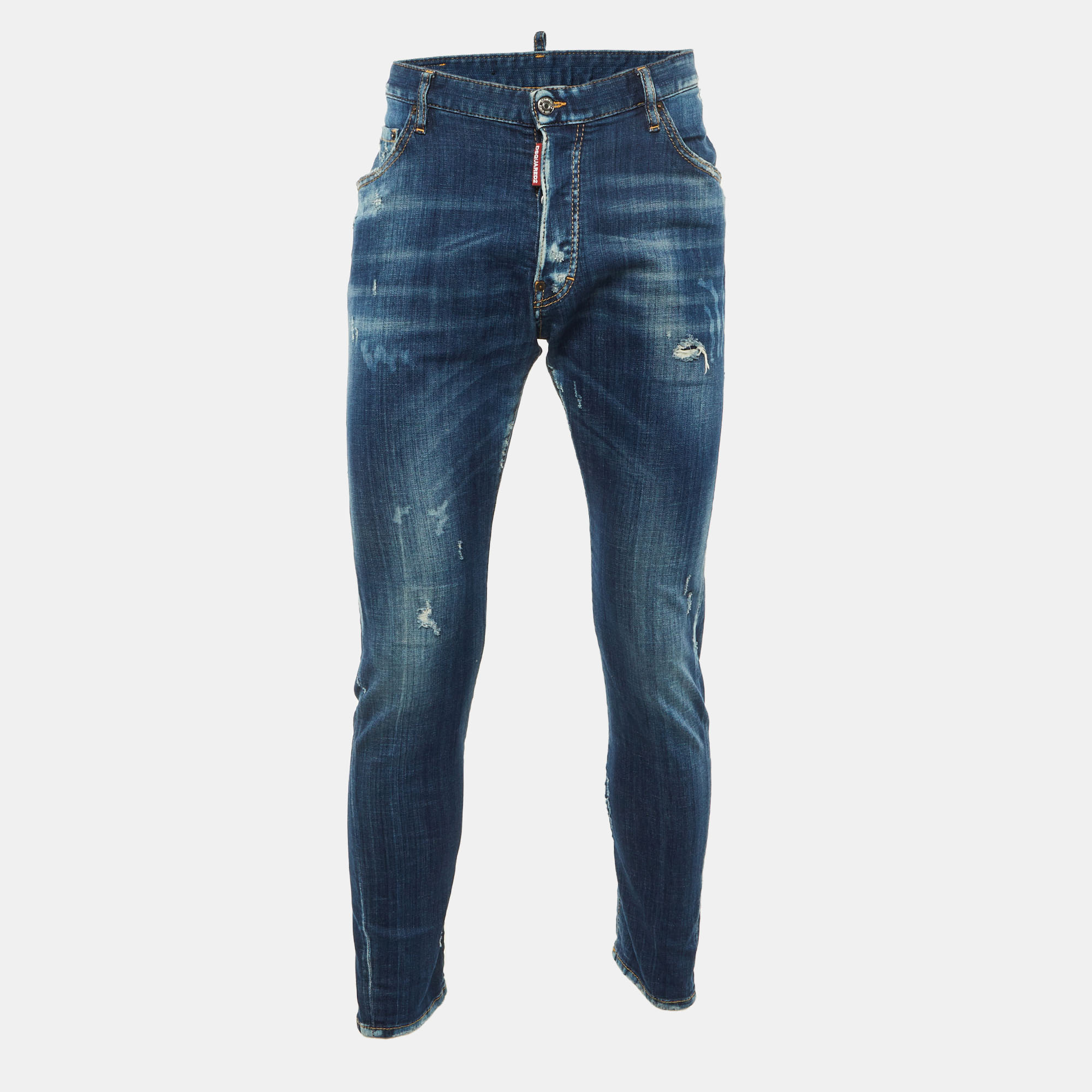 

Dsquared2 Blue Washed Distressed Denim Classic Kenny Jeans L Waist 36"