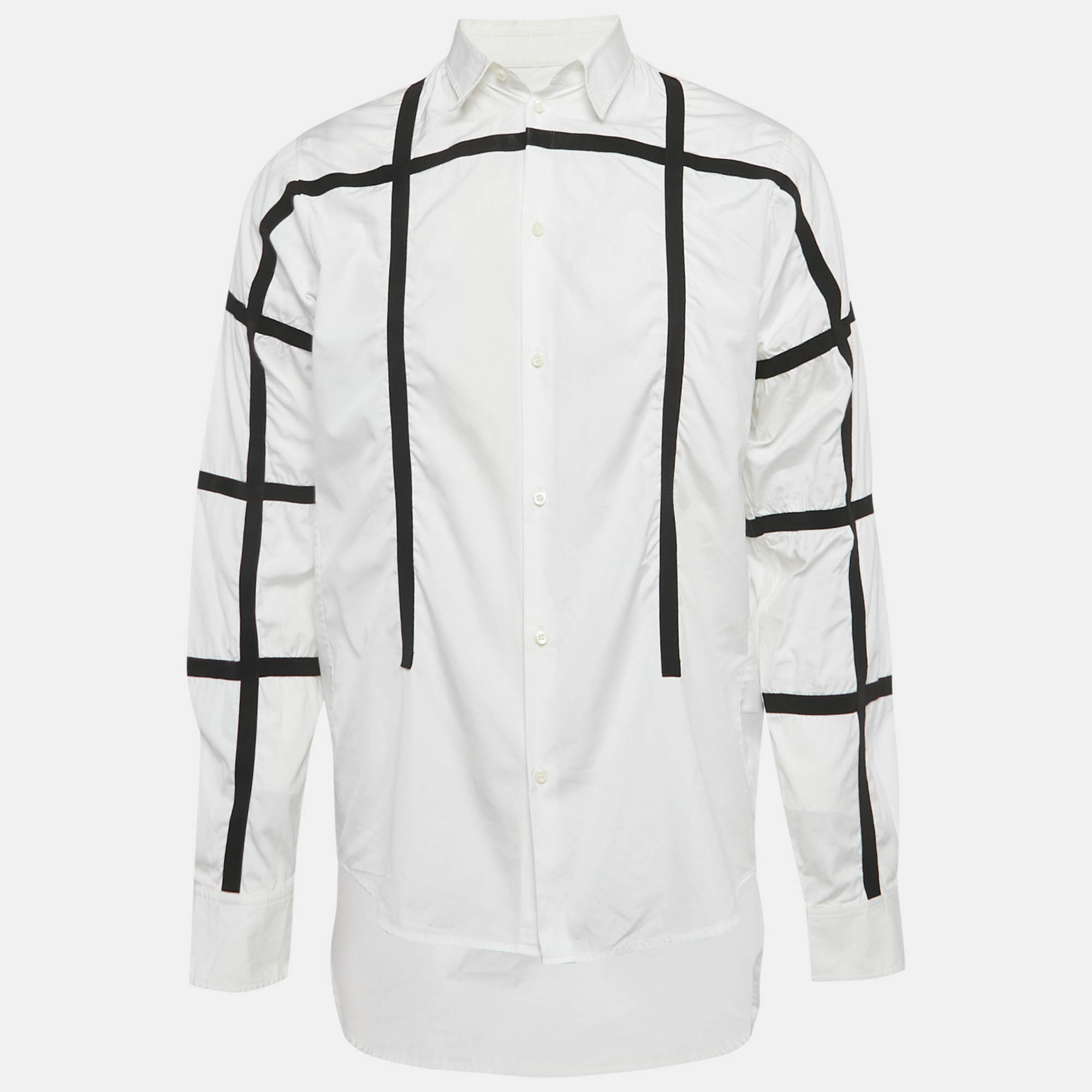 

Dsquared2 White Tape Trim Cotton Shirt S