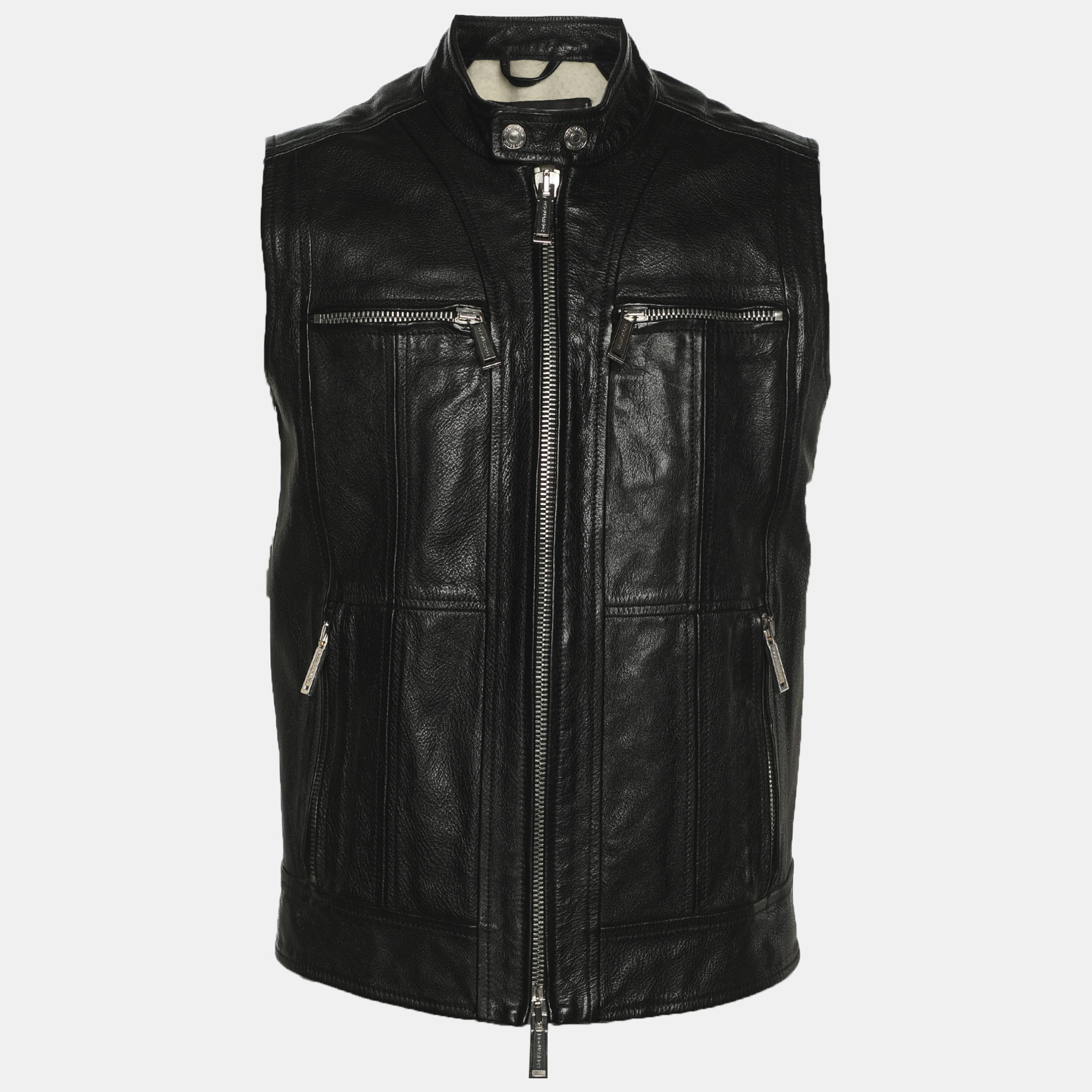 

Dsquared2 Black Leather Vest XL