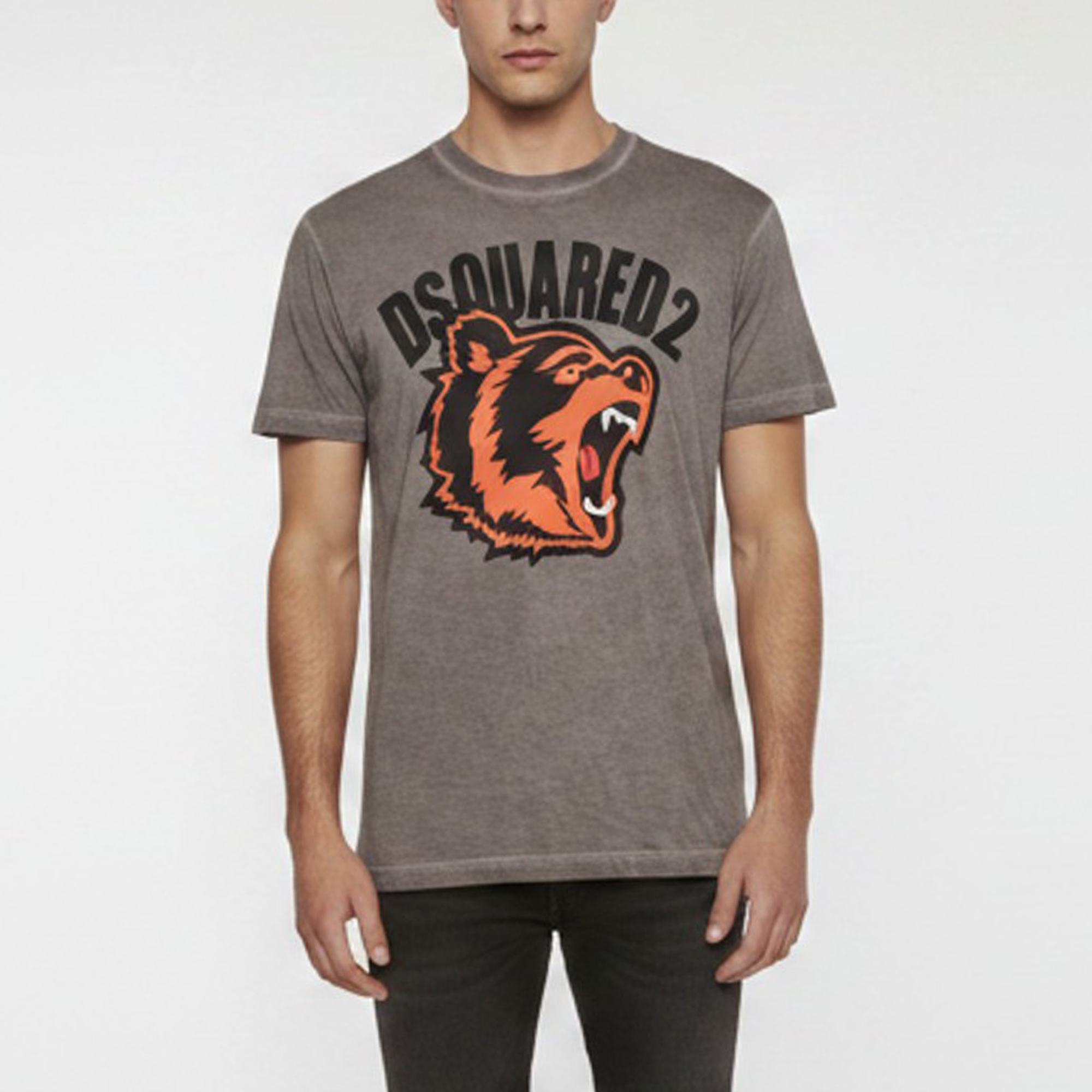 

Dsquared2 Grey Bear Logo Print Jersey Crewneck T-Shirt L