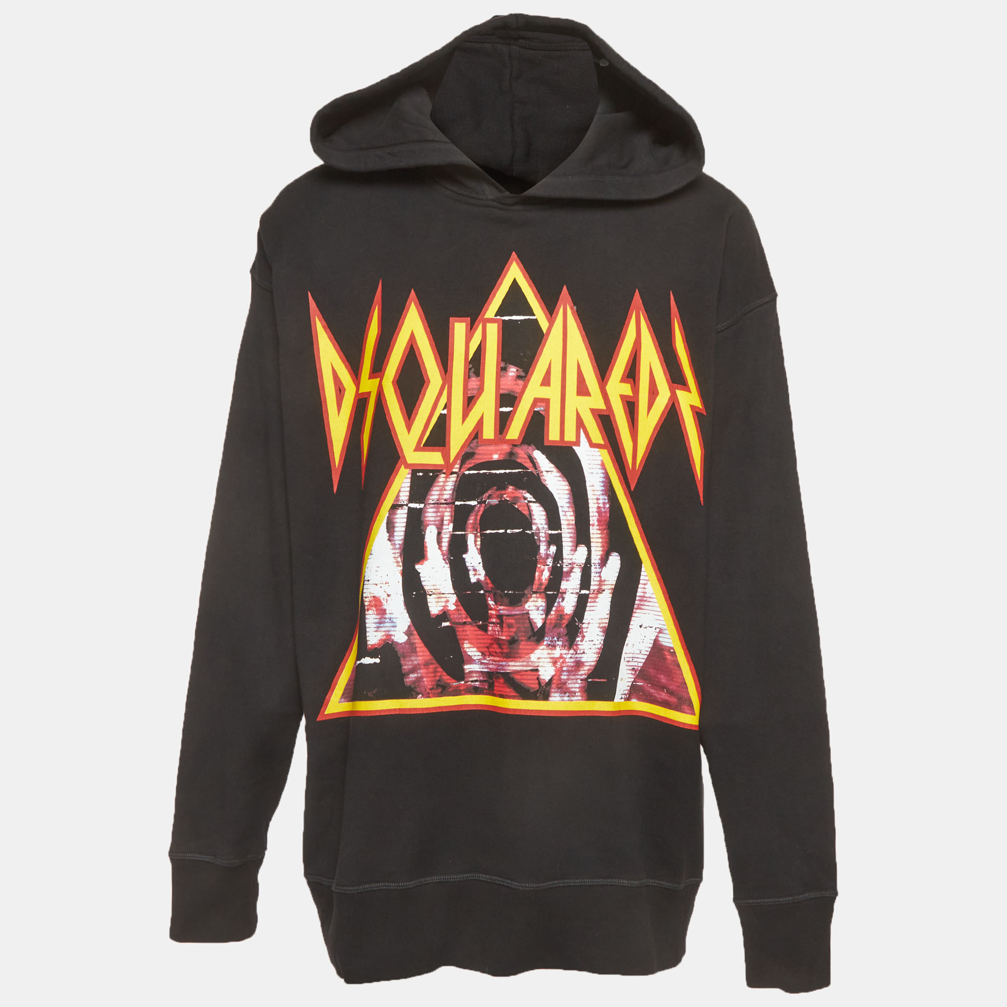 Dsquared2 Black Triangel Print CottonOversized Hoodie M