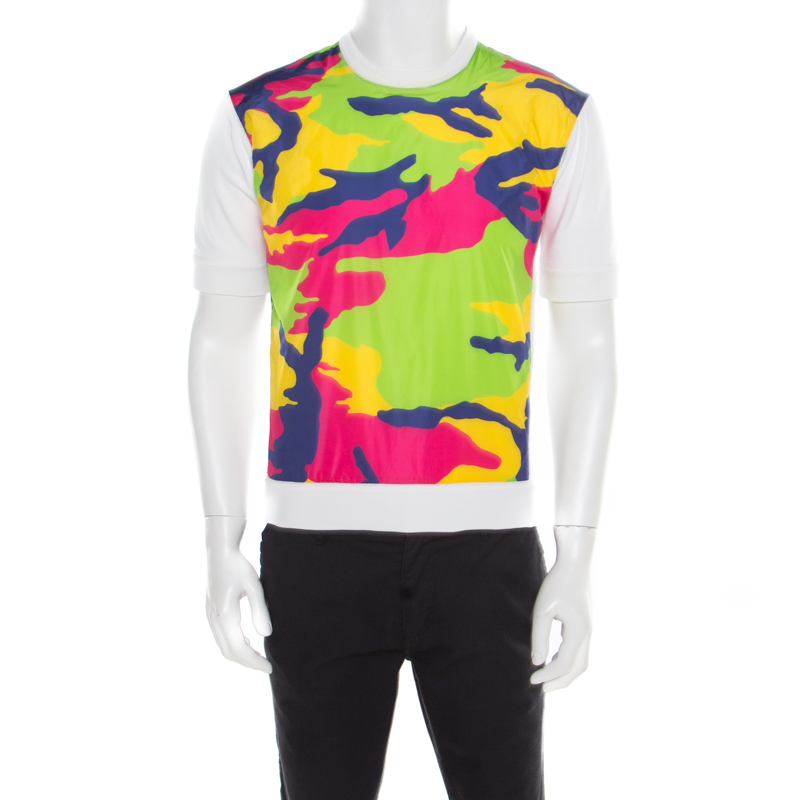 Dsquared2 White Contrast Camouflage Printed Short Sleeve Sweatshirt M