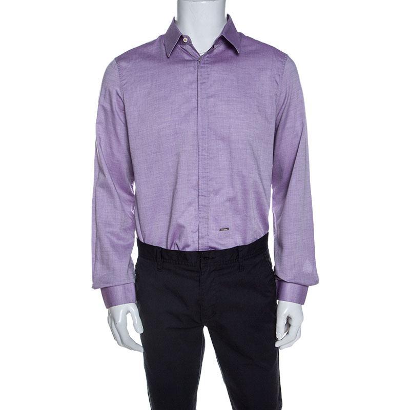 

Dsquared2 Purple Chambray Cotton Button Front Shirt