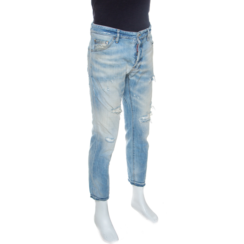 

Dsquared2 Blue Light Wash Denim Distressed Cool Guy Jeans