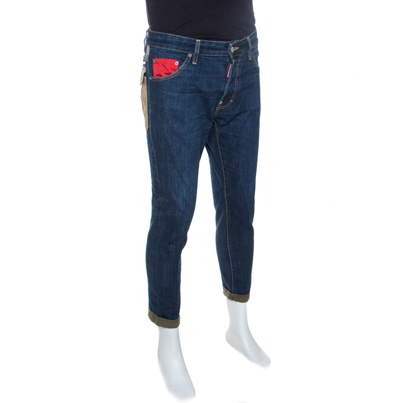 

Dsquared2 Blue Denim Contrast Pocket Detail Jeans