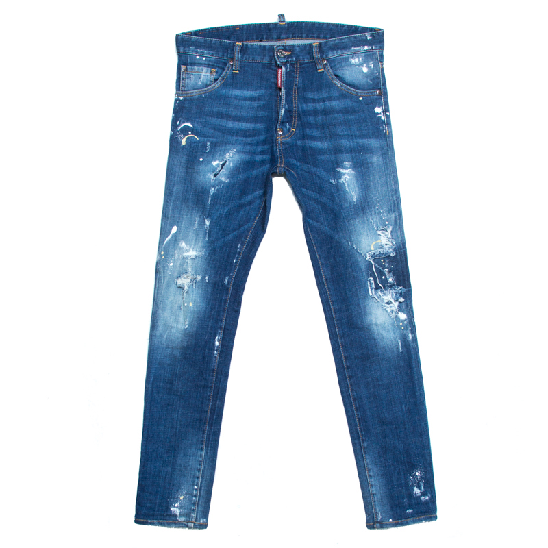 Dsquared2 Indigo Distressed Splatter Effect Denim Cool Guy Jeans S