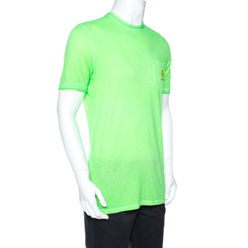 

Dsquared2 Neon Green Logo Print Cotton T-Shirt