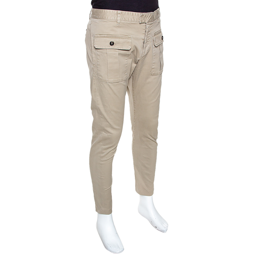 

Dsquared2 Beige Stretch Cotton Cropped Cargo Trousers