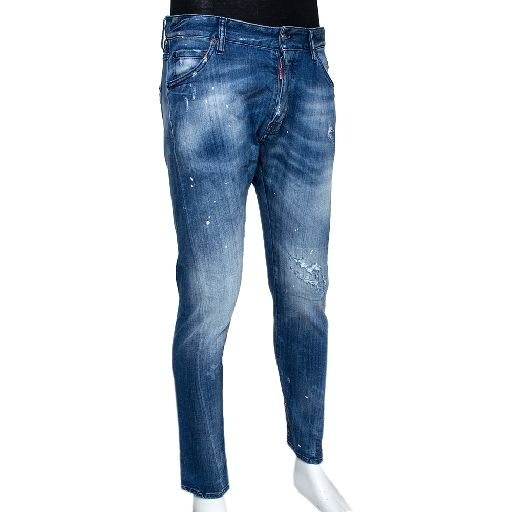 

Dsquared2 Blue Distressed Denim Slim Fit Jeans