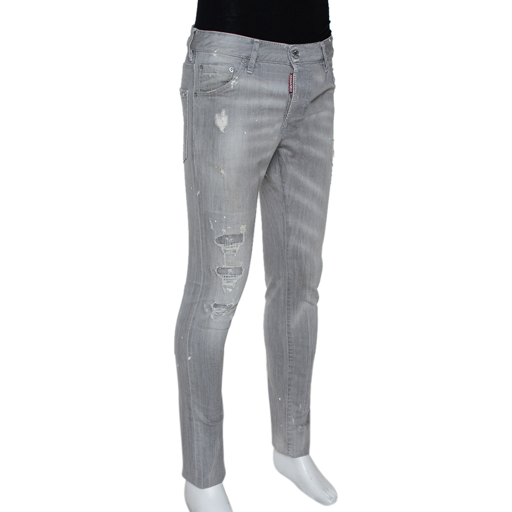 

Dsquared2 Grey Distressed Denim Paint Splatter Effect Cool Guy Jeans