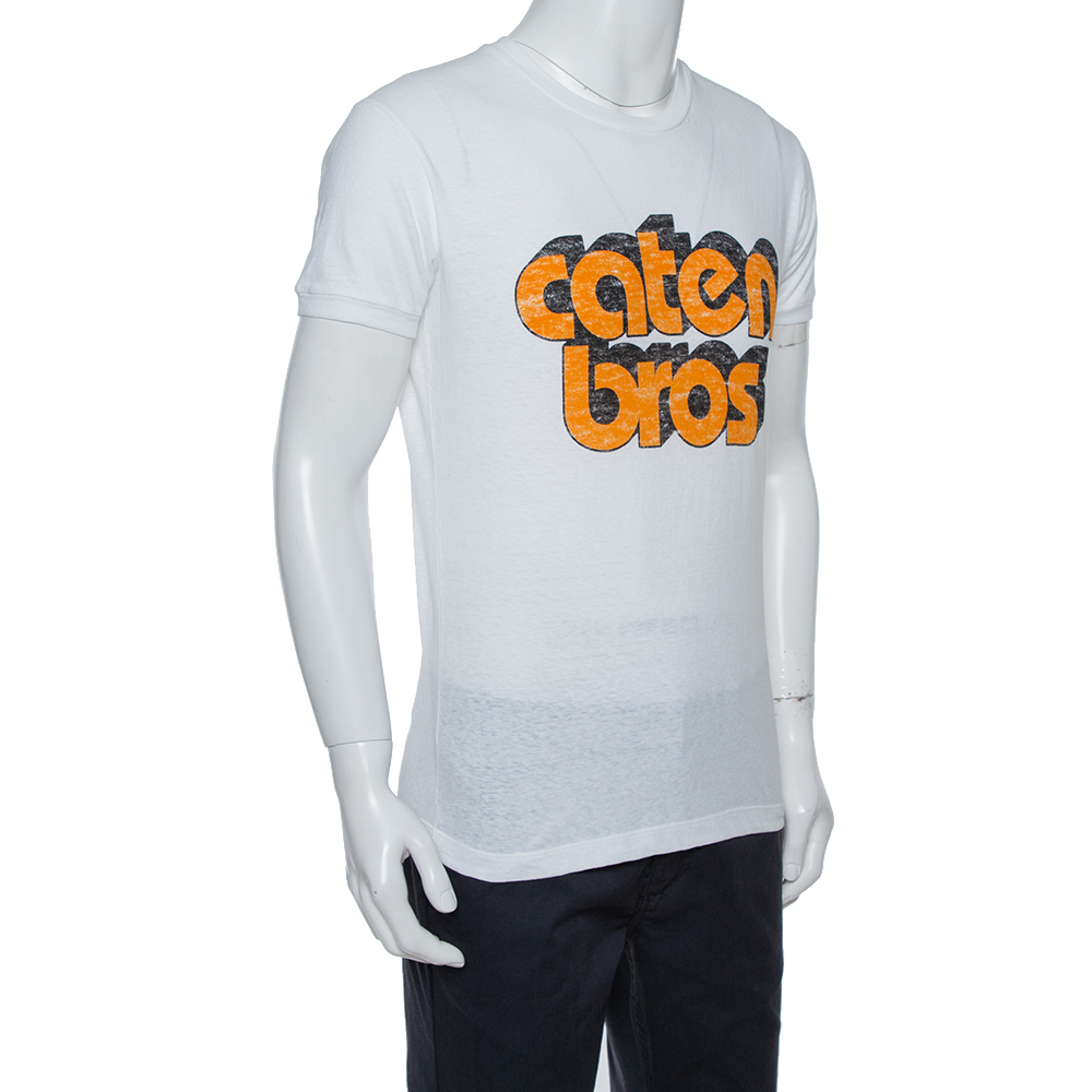 

Dsquared2 White Caten Bros Print Cotton Chic Dan Fit T-Shirt