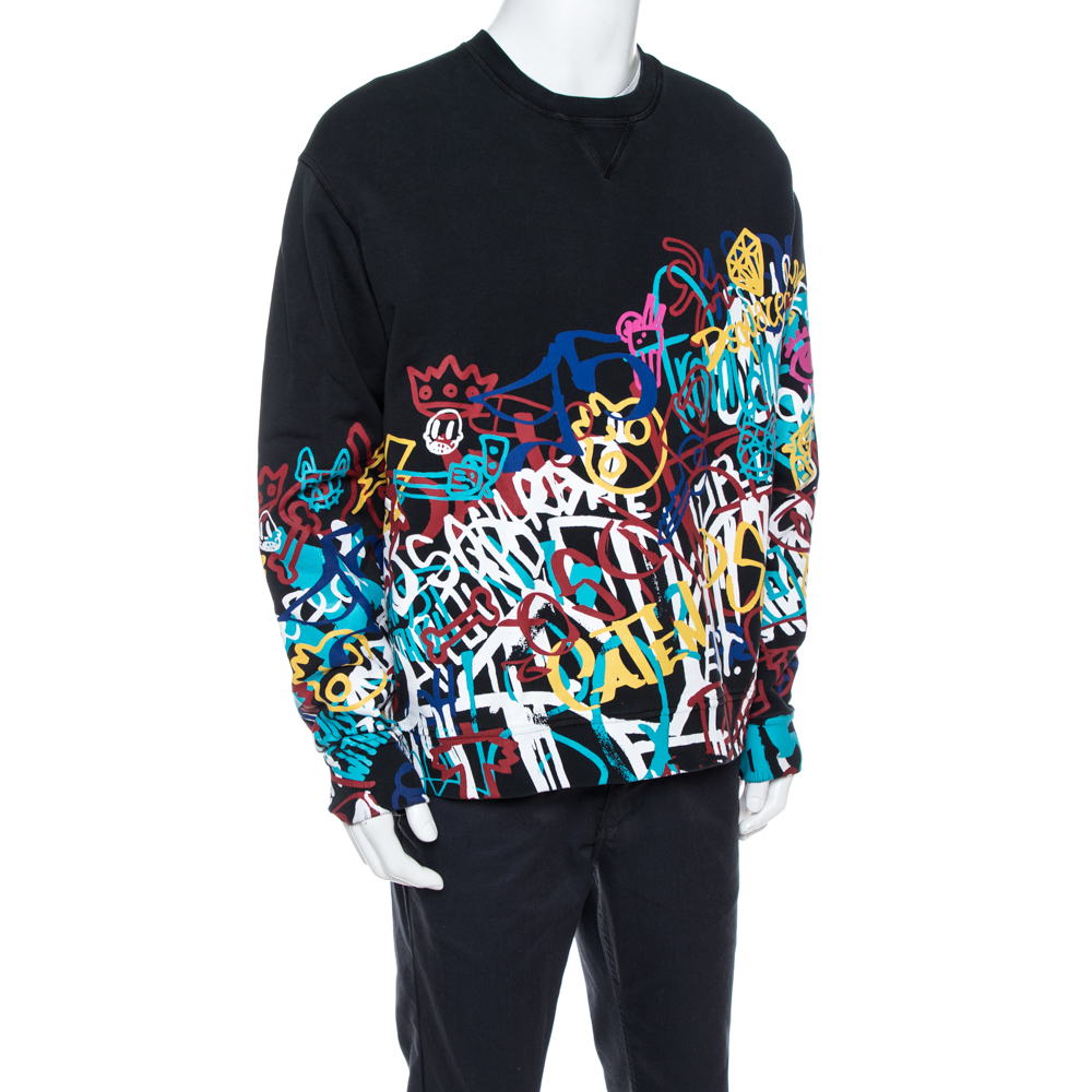 

Dsquared2 Black Graffiti Print Cotton Cool Fit Sweatshirt