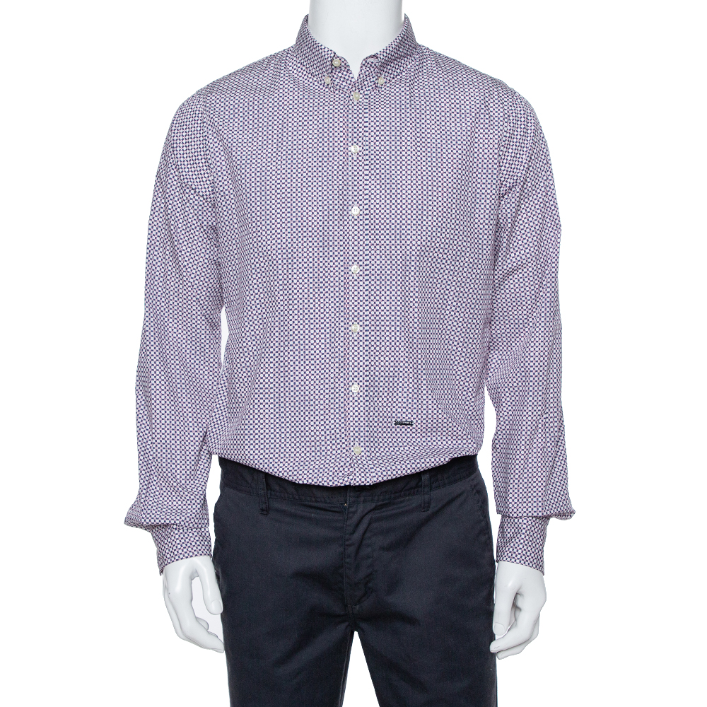 

Dsquared2 Purple Printed Cotton Long Sleeve Shirt