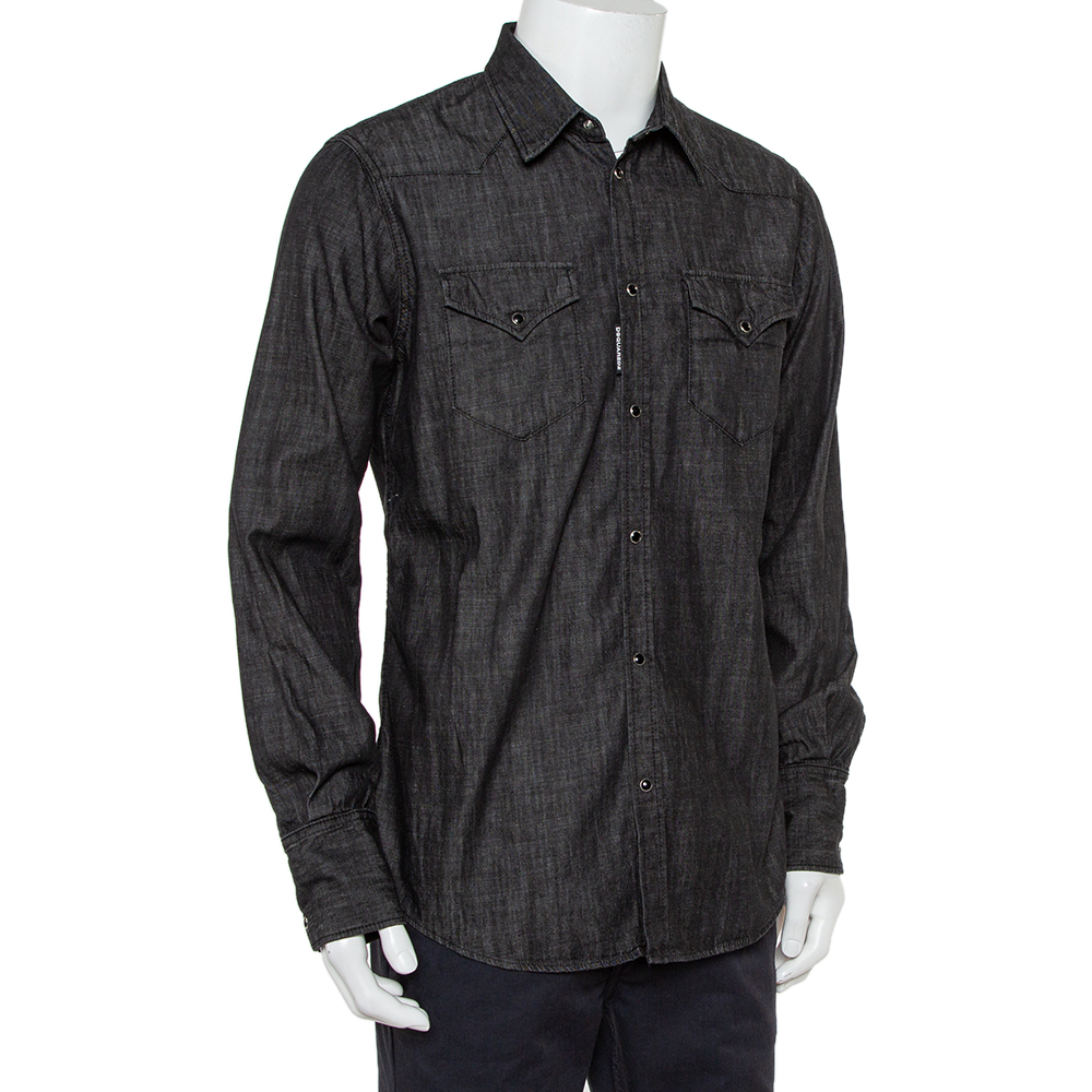 

Dsquared2 Black Denim Pocket Detail Long Sleeve Shirt