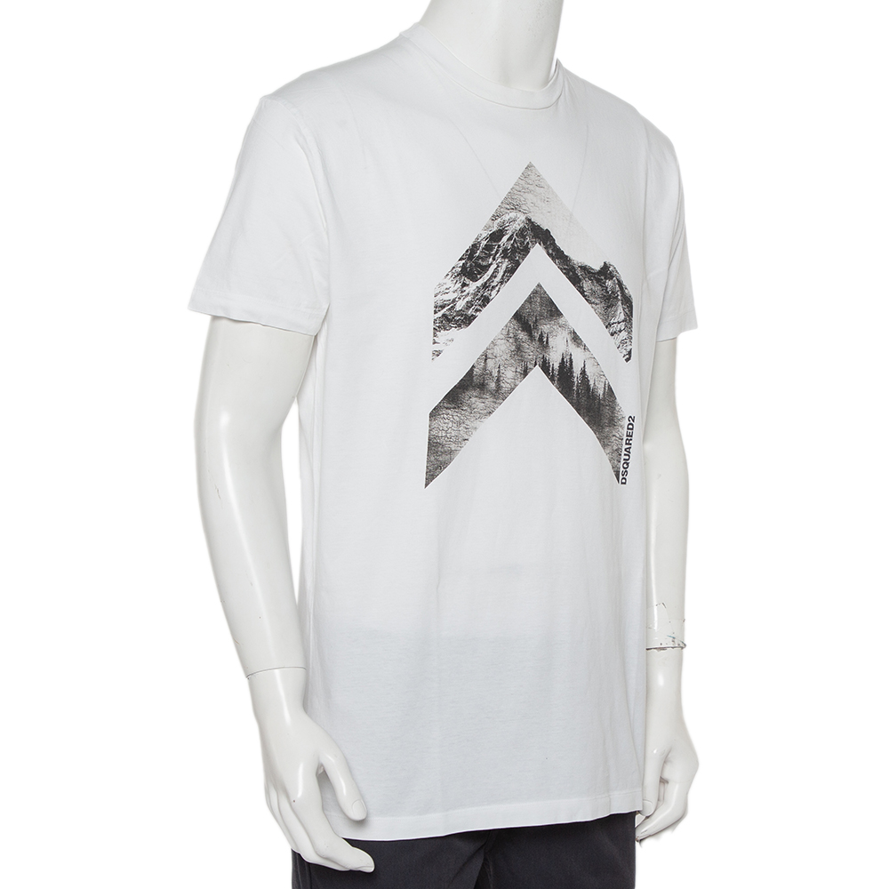 

Dsquared2 White Printed Cotton Crewneck T-Shirt