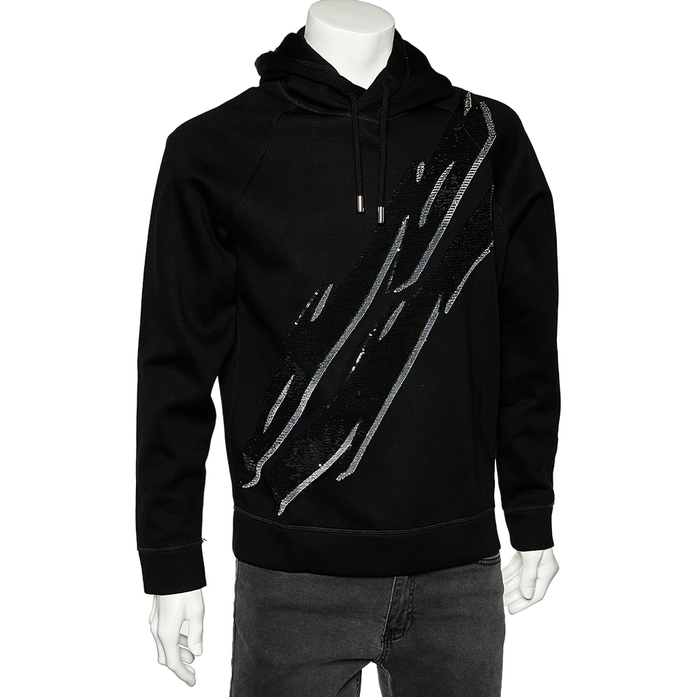 

Dsquared2 Black Knit Sequined Detail Hoodie