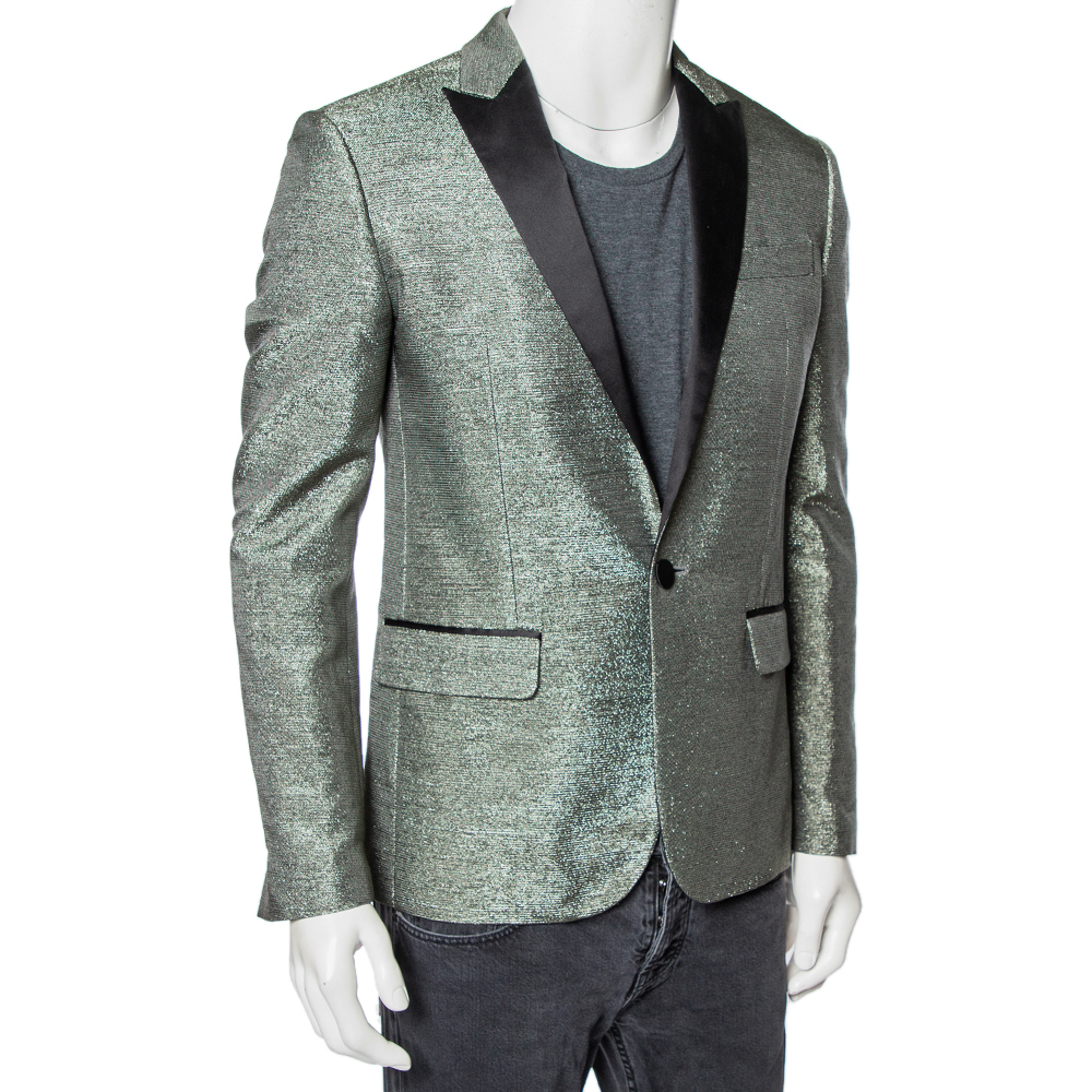 

Dsquared2 Metallic Lurex Satin Trim Detailed Single Breasted Blazer