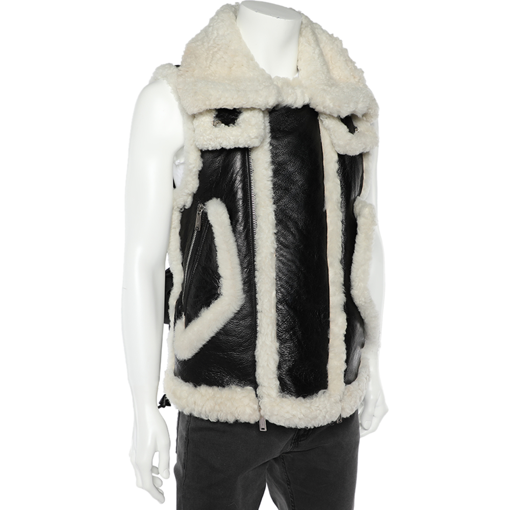 

Dsquared2 Black Synthetic Fur Trim Detail Sleeveless Vest