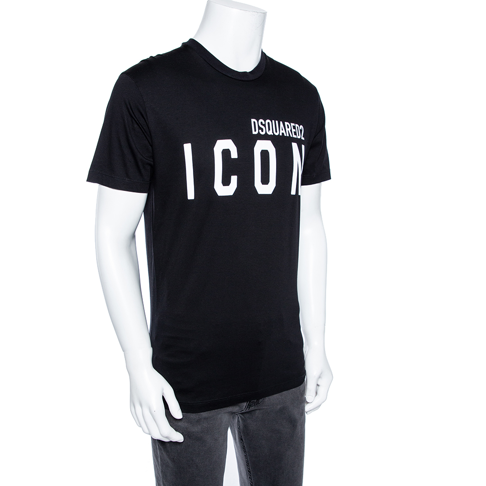 

Dsquared2 Black Icon Logo Printed Cotton Short Sleeve T-Shirt