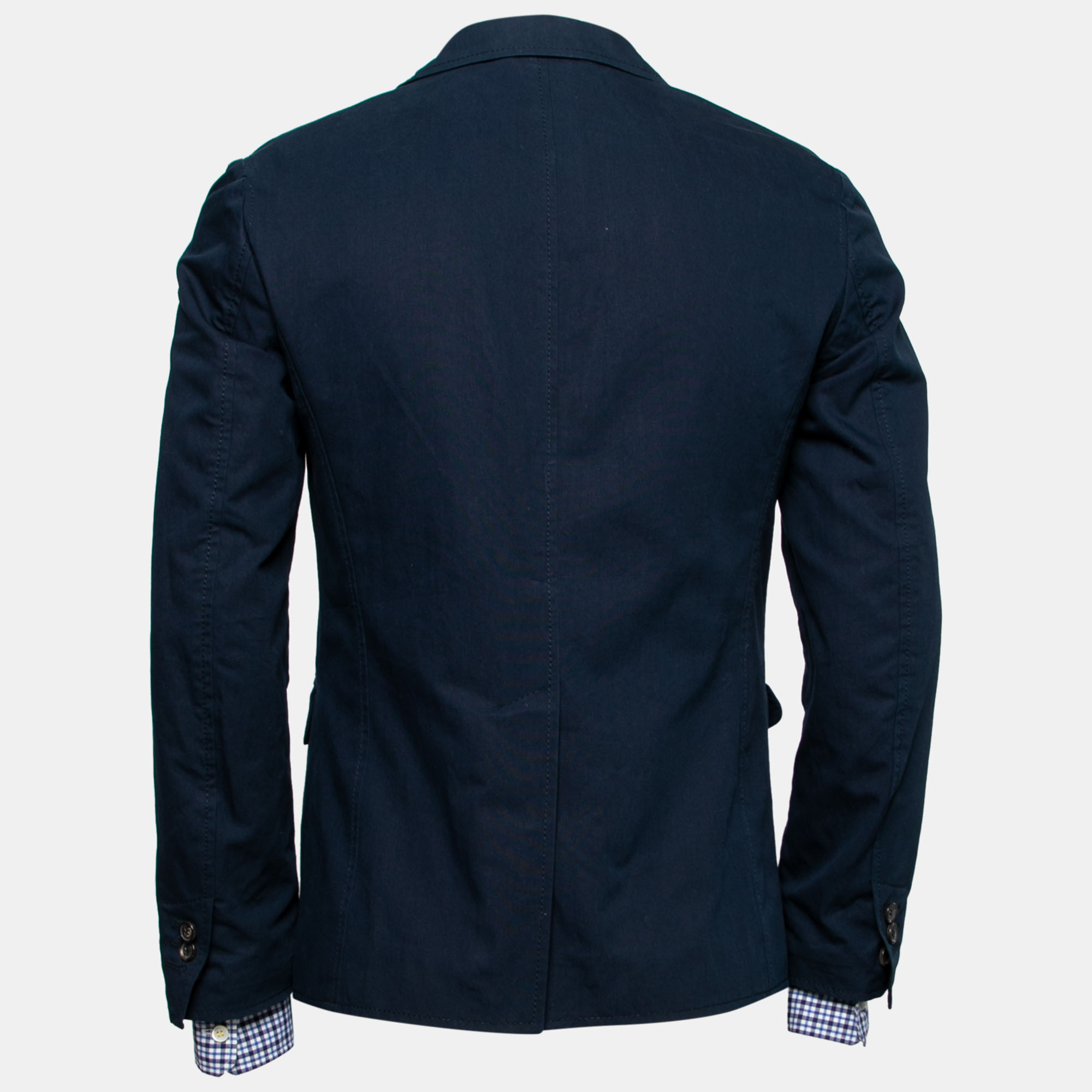 

Dsquared2 Navy Blue Cotton Contrast Cuff Detail Single Breasted Blazer