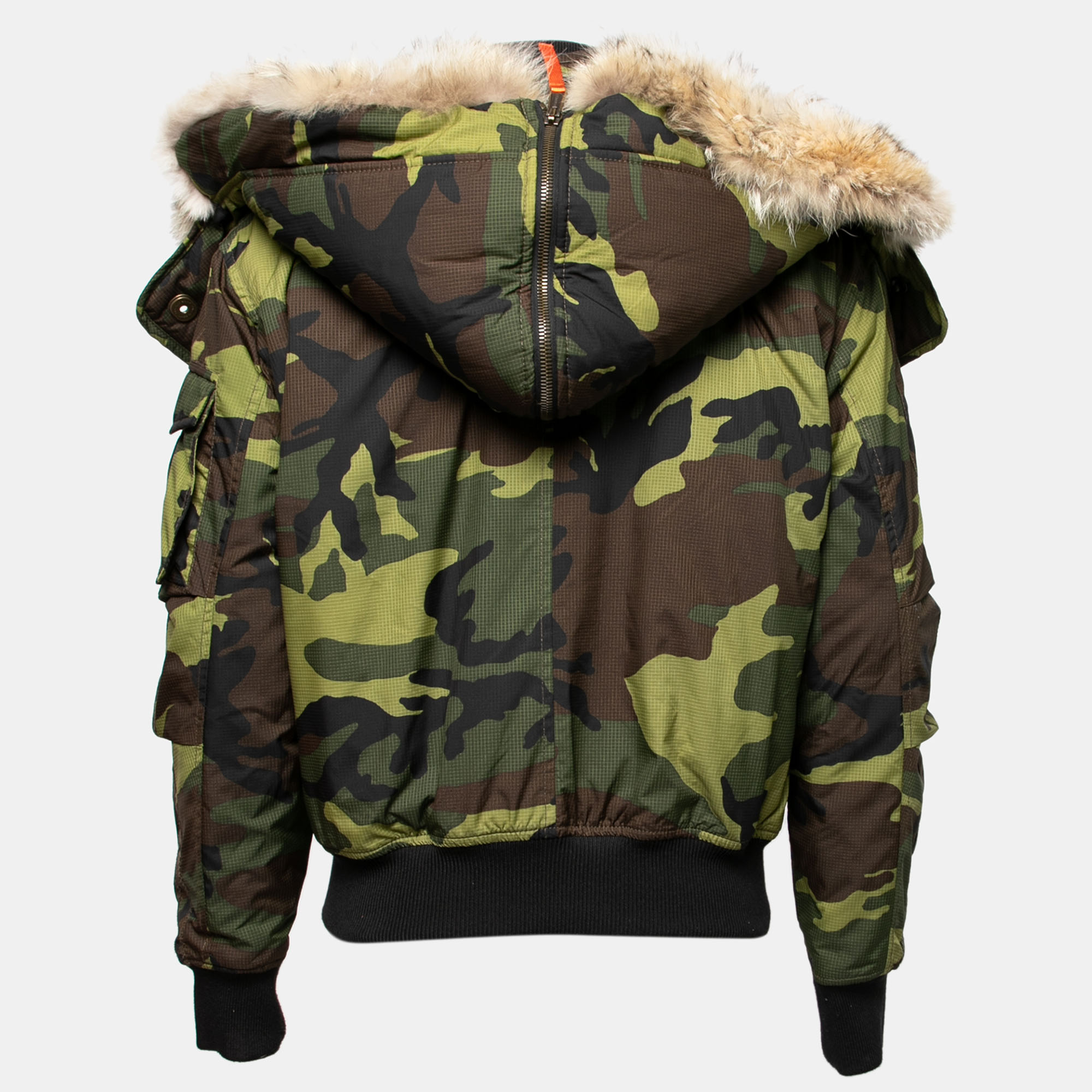 

Dsquared2 Green Camouflage Synthetic & Fur Trimmed Zip Front Jacket