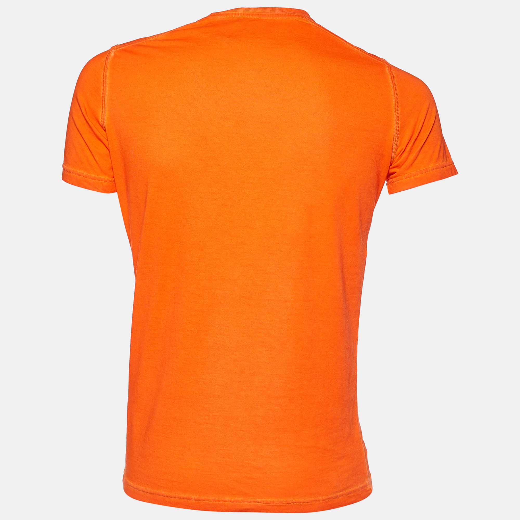 

Dsquared2 Orange Pigment Dyed Jersey Detention T-Shirt