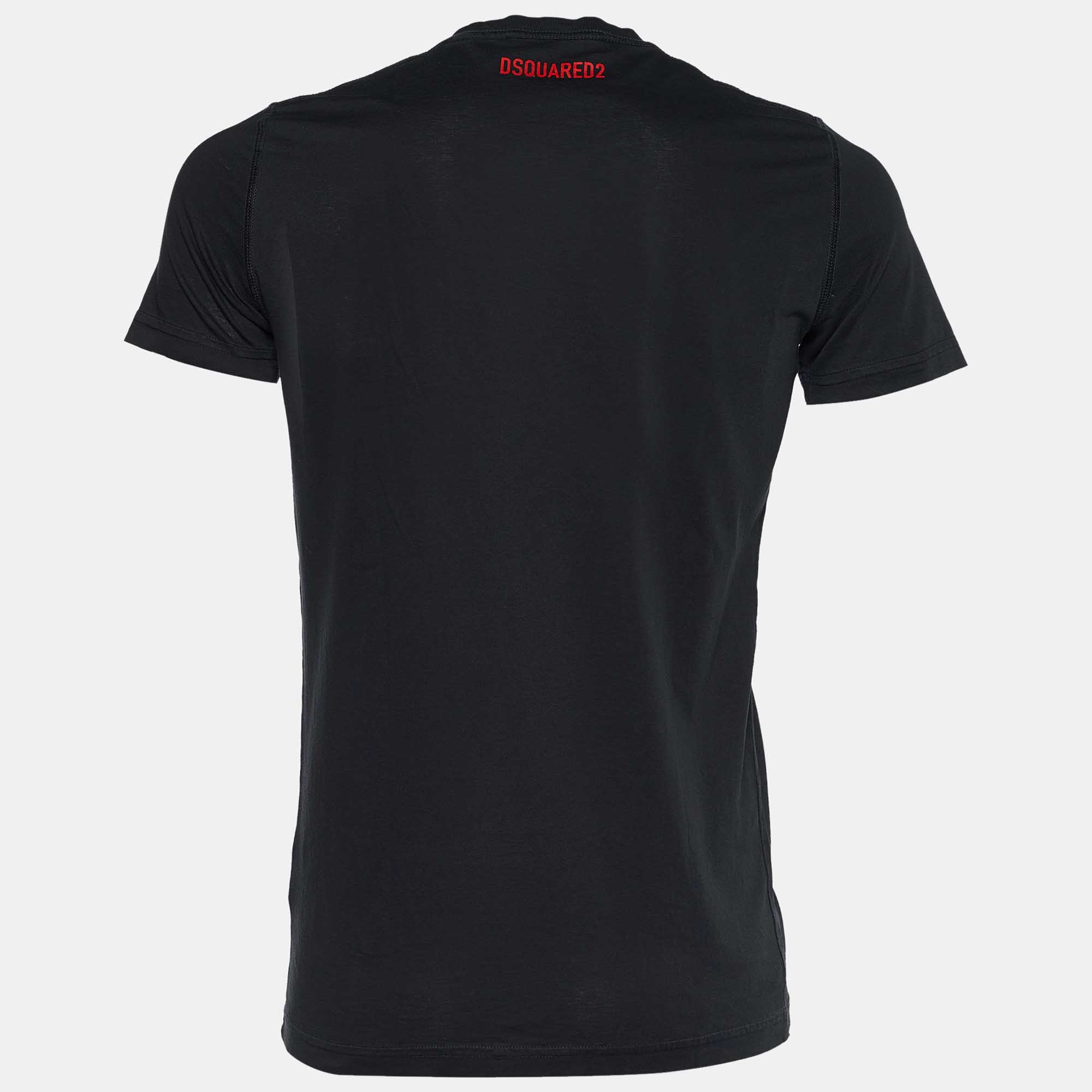 

Dsquared2 Black Jersey Maple Leaf Print Classic Fit T-Shirt