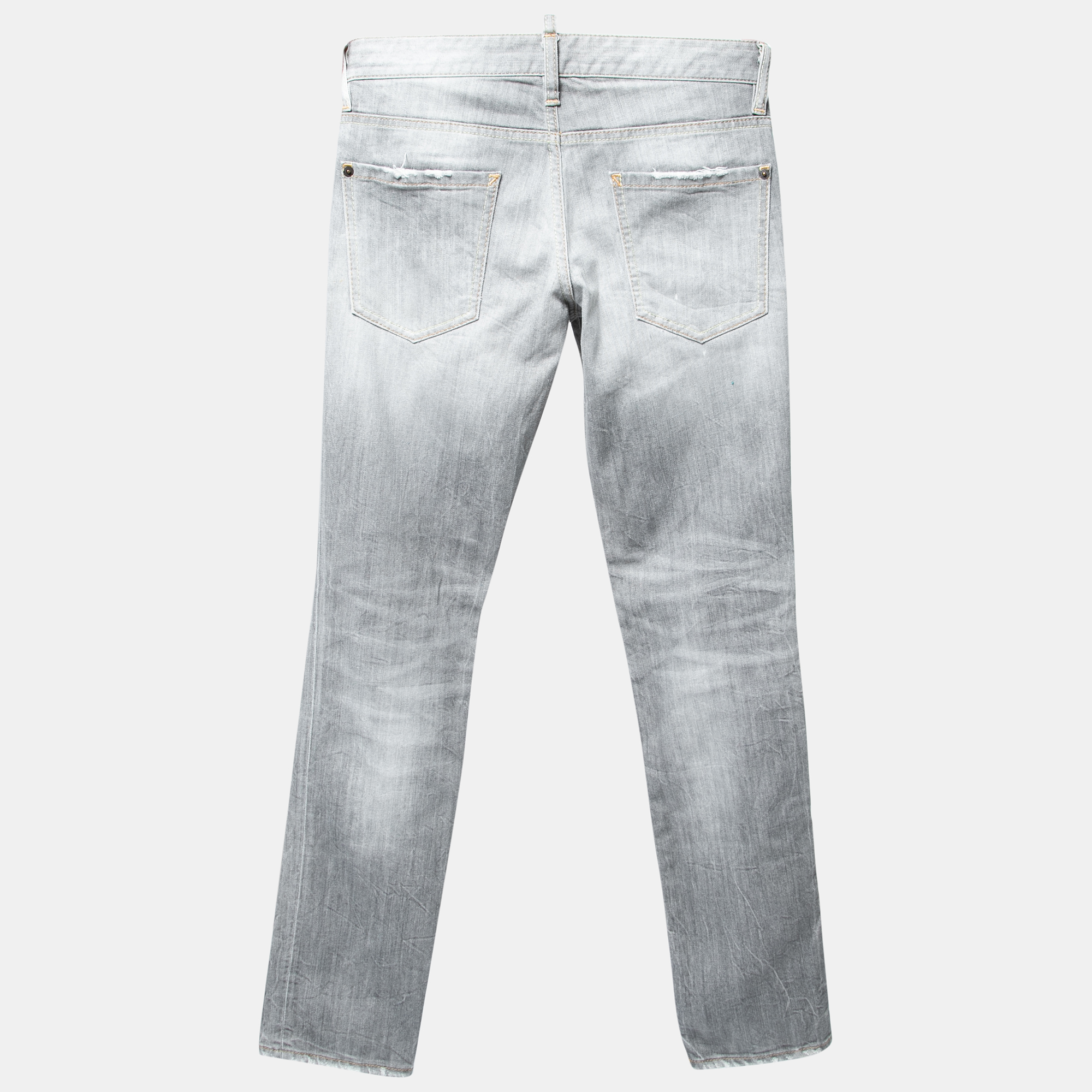 

Dsquared2 Grey Distressed Denim Slim Fit Jeans