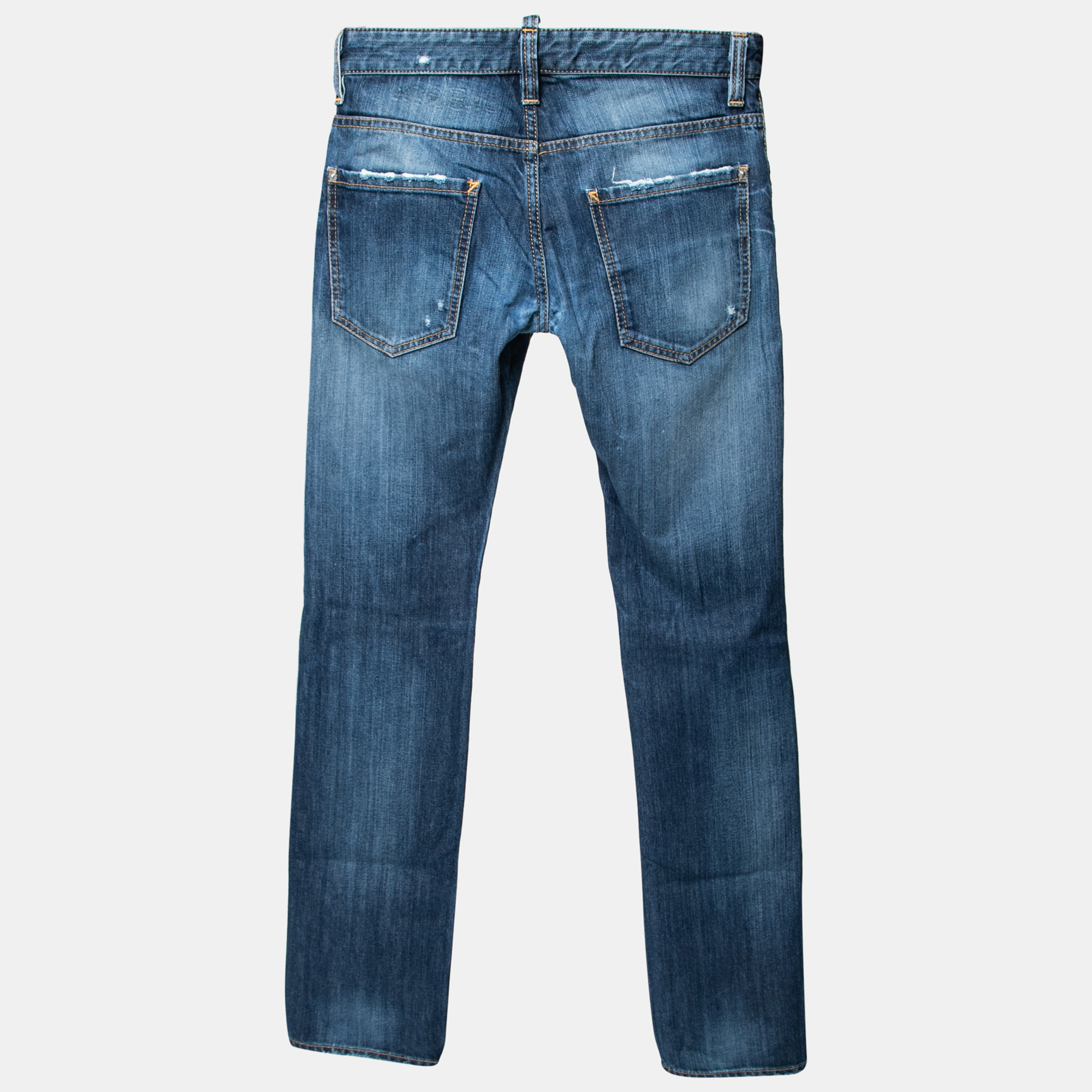 

Dsquared2 Blue Distressed Denim Straight Fit Jeans  Waist 30