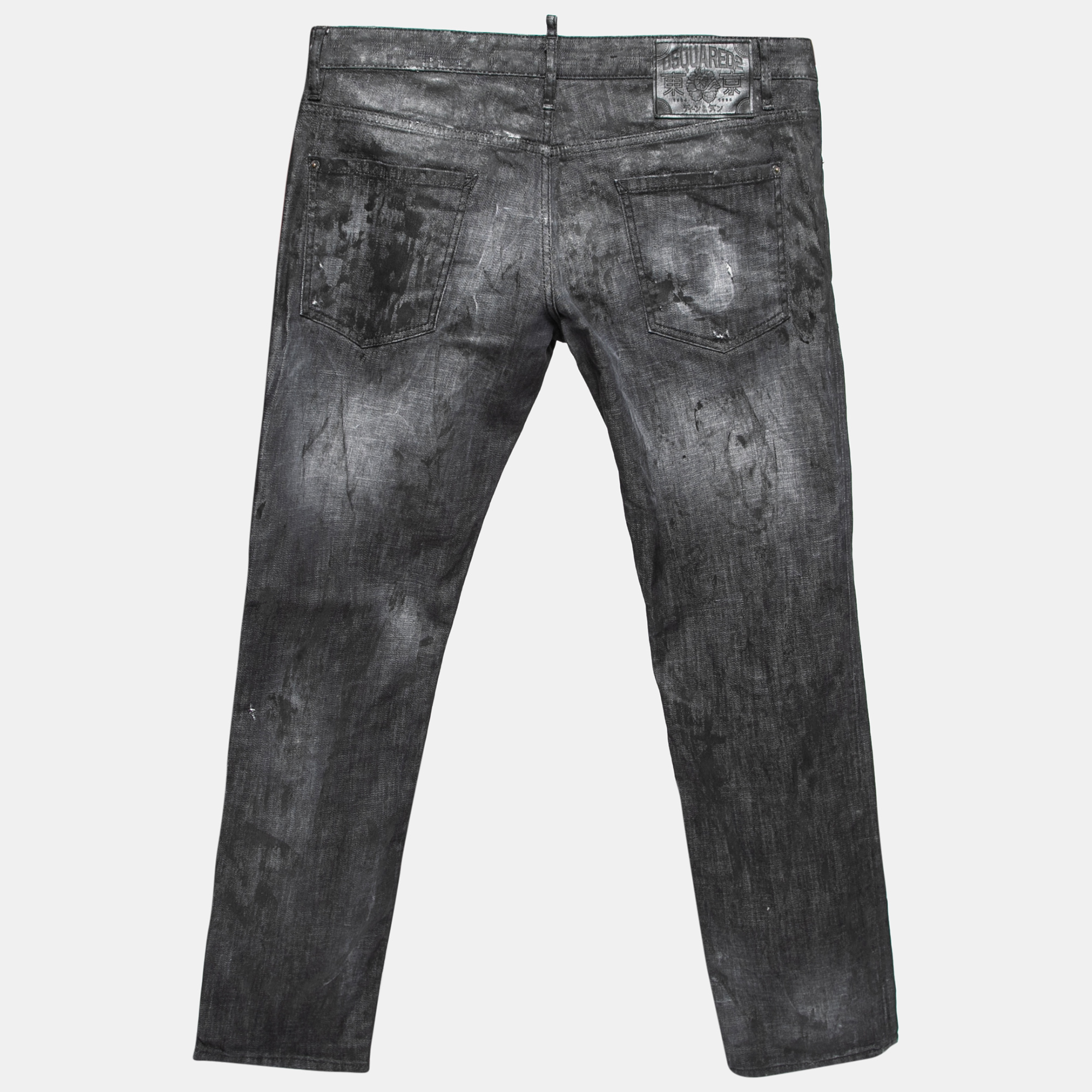 

Dsquared2 Black Distressed Denim Clement Jeans