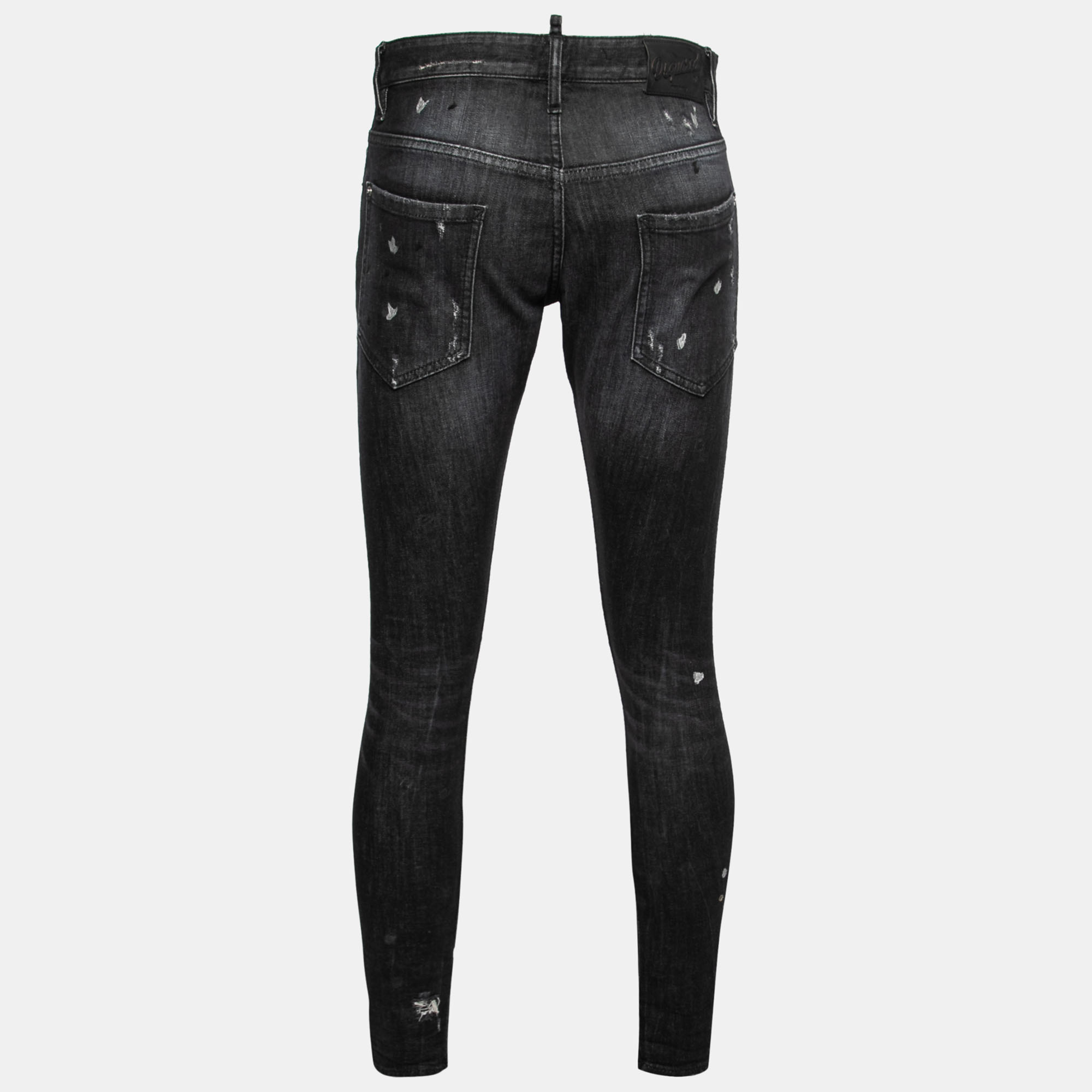 

Dsquared2 Black Denim Distressed-Effect Skinny Slim Fit Jeans  Waist 34