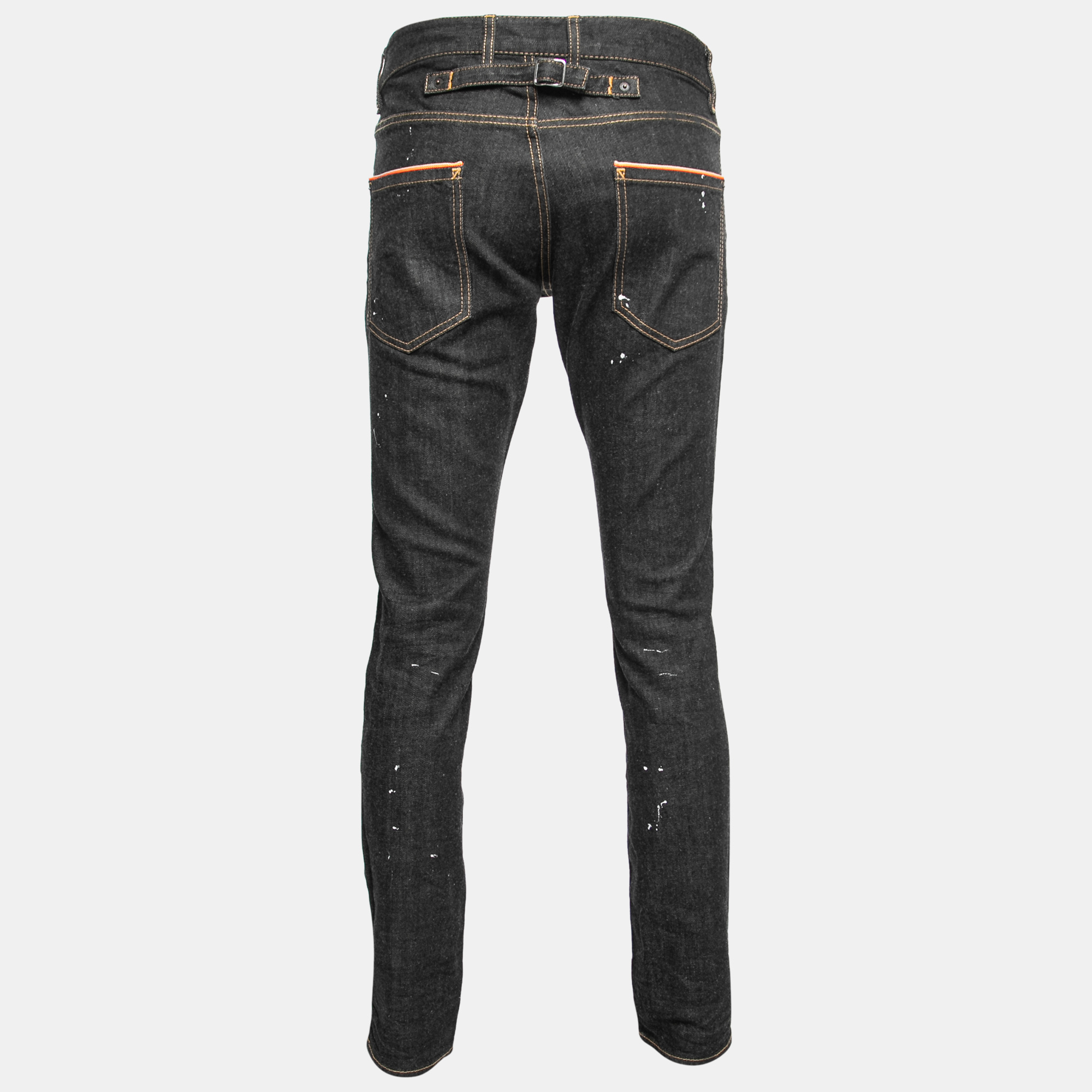 

Dsquared2 Black Denim Paint Splash Jeans  Waist 36
