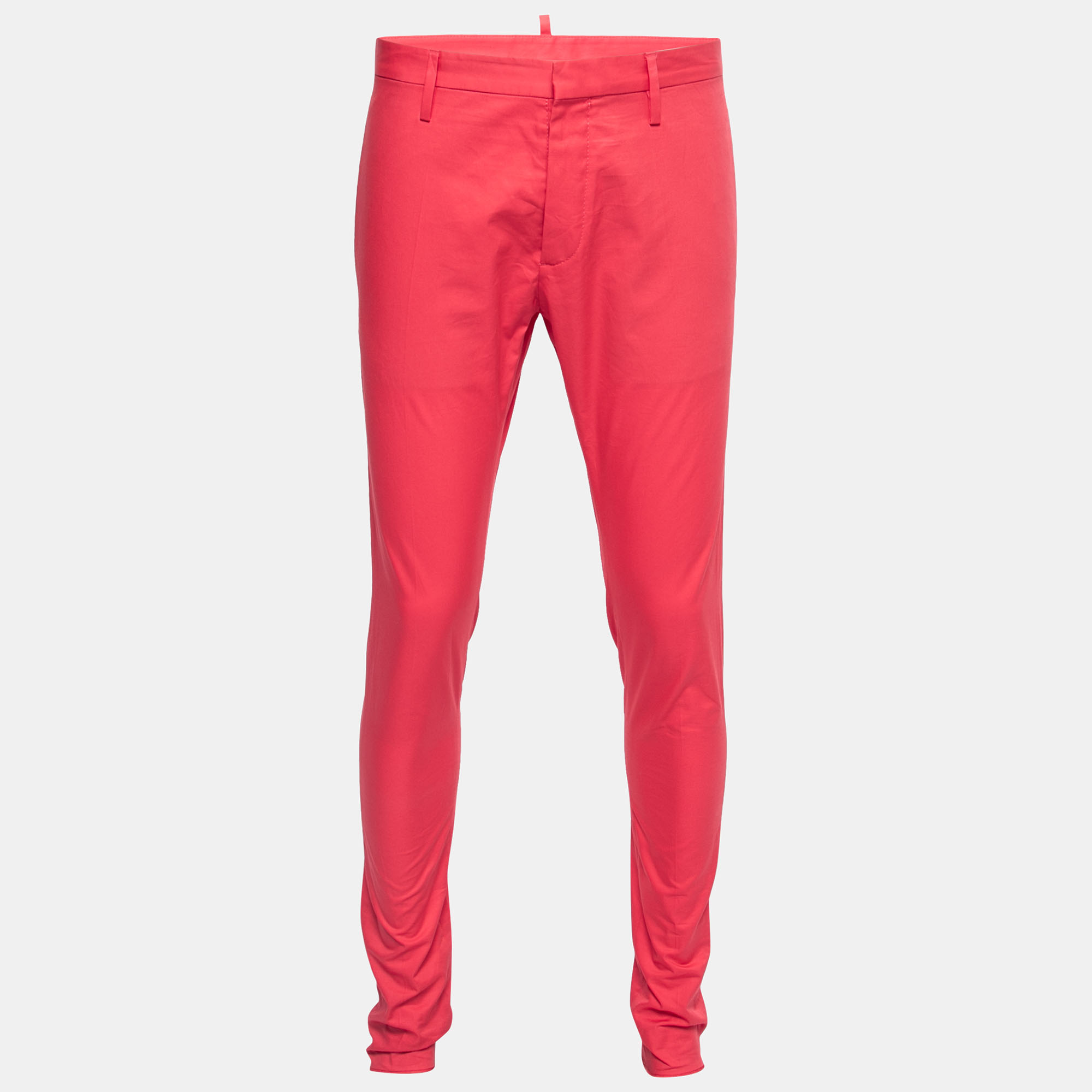 Pre-owned Dsquared2 Coral Pink Cotton Trousers M