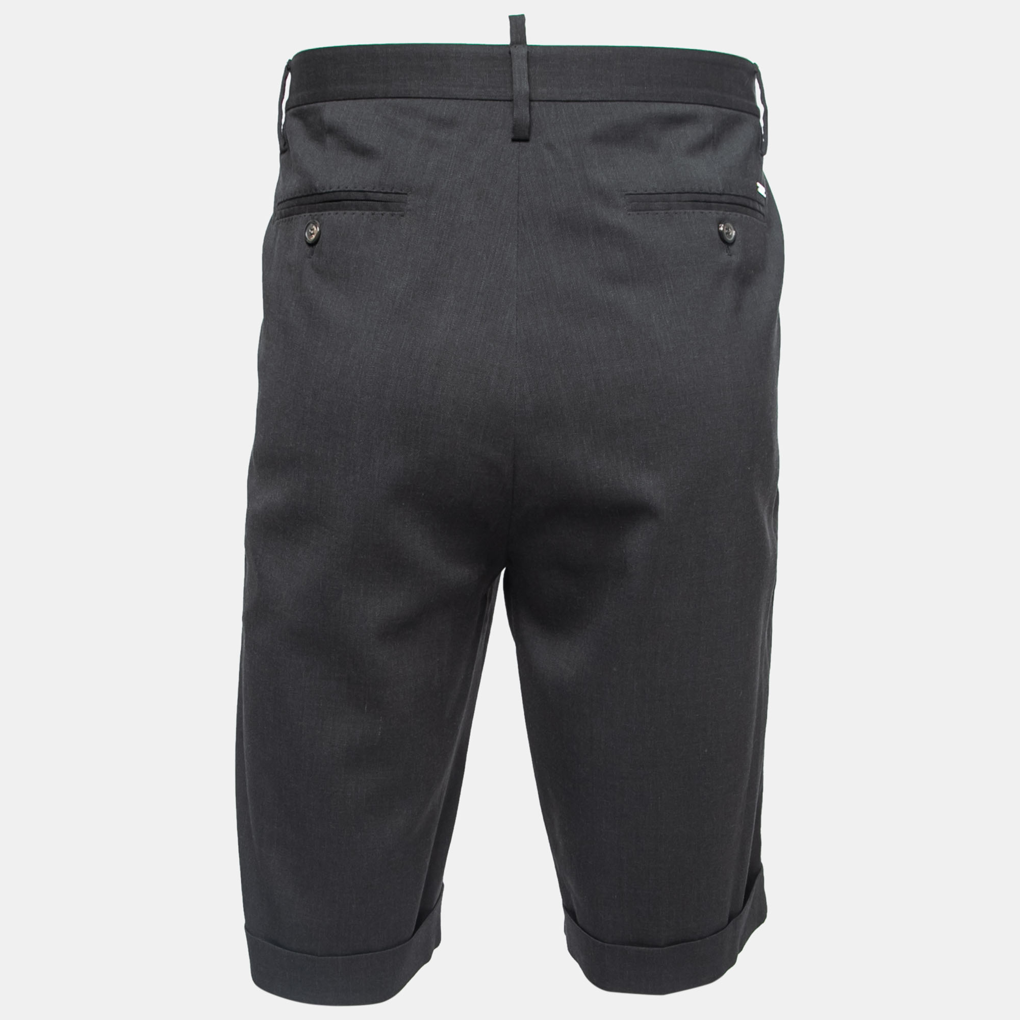 

Dsquared2 Charcoal Grey Wool Pleated Bermuda Shorts