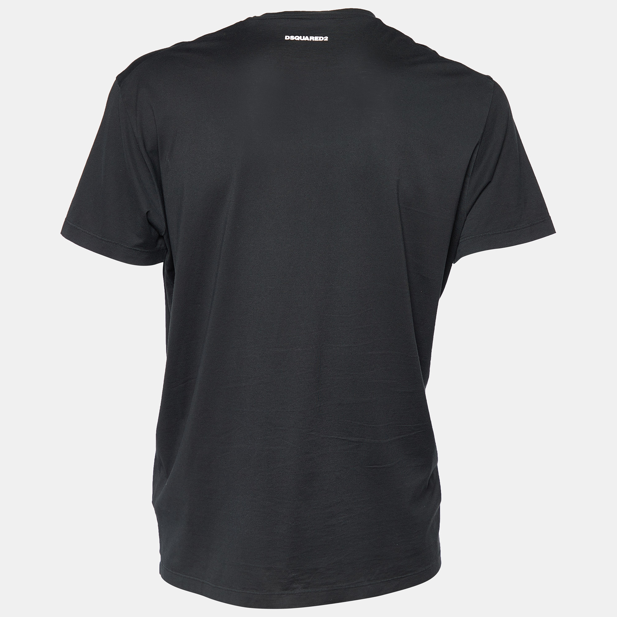 

Dsquared2 Black Cotton Knit Applique Detail T-Shirt