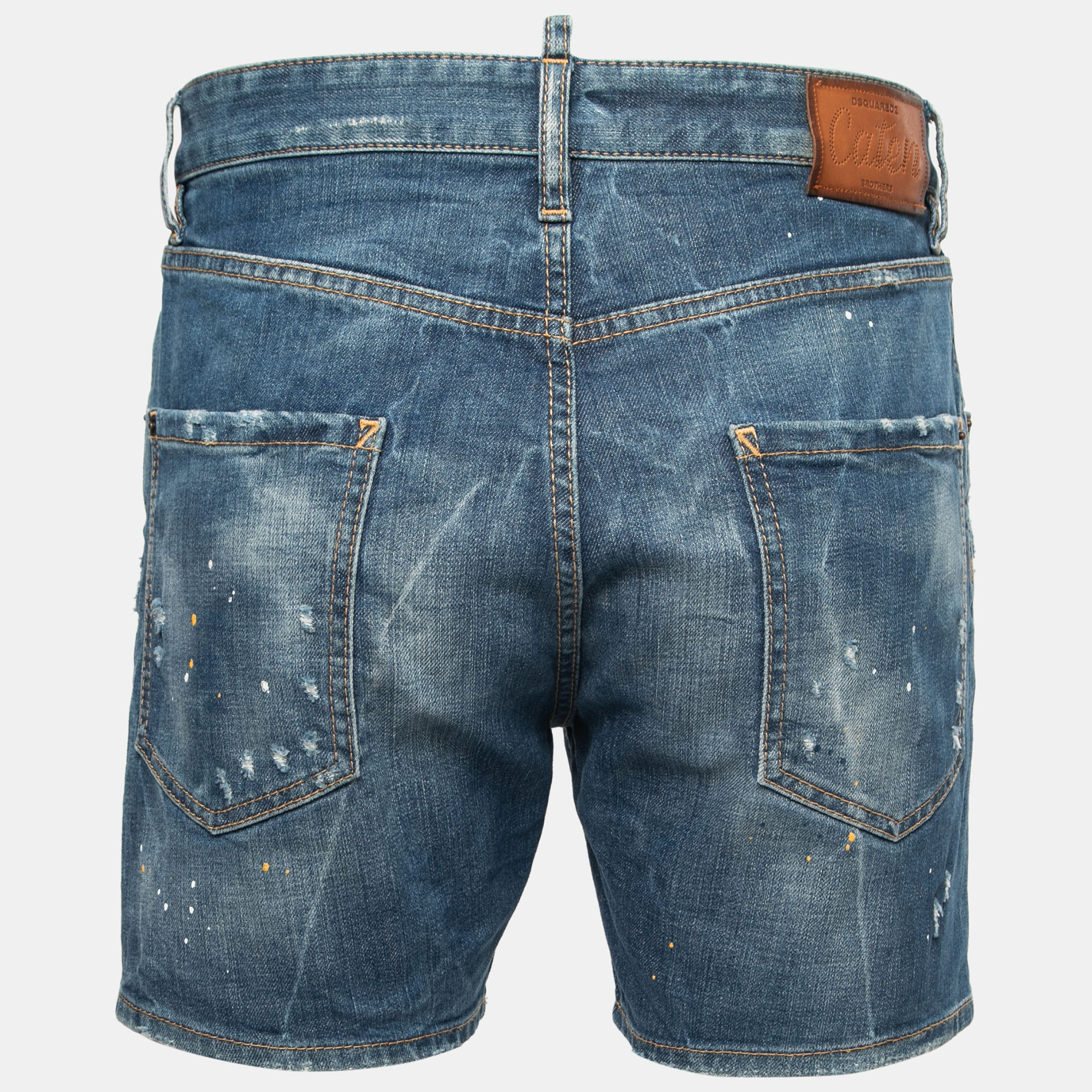 DSquared2 Blue Distressed Paint Splattered Denim Shorts M Waist 33  - buy with discount