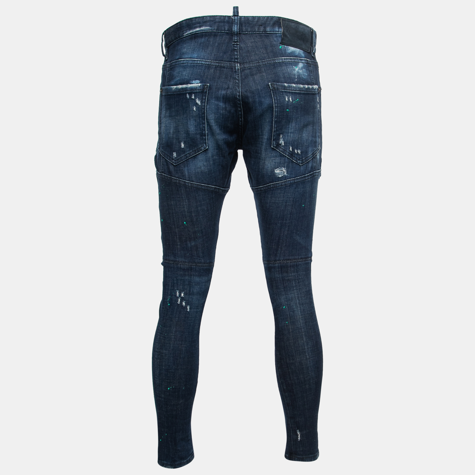 

Dsquared2 Blue Distressed Paint Splattered Denim Biker Jeans  Waist 32