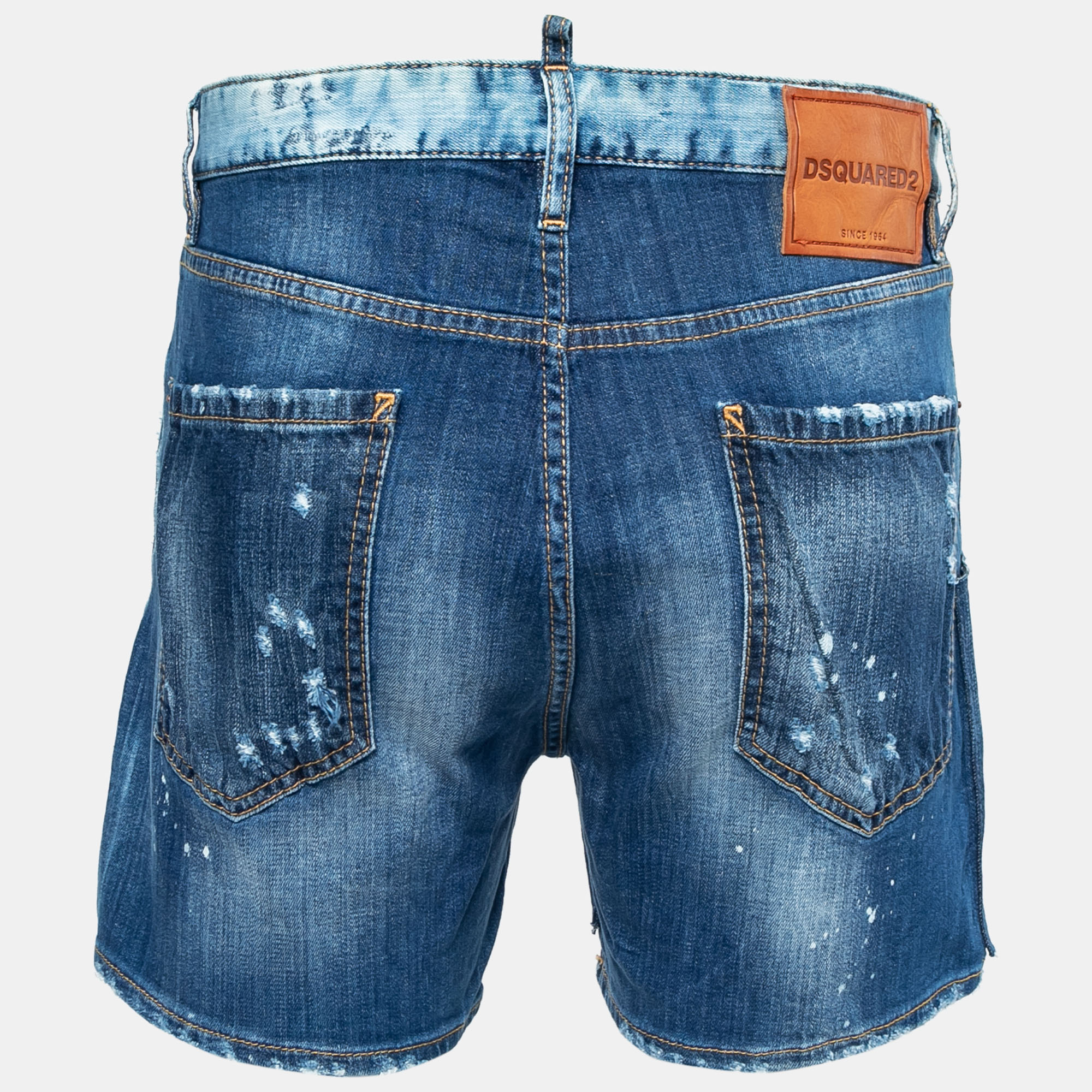 

Dsquared2 Blue Distressed Patched Denim Shorts  Waist 31