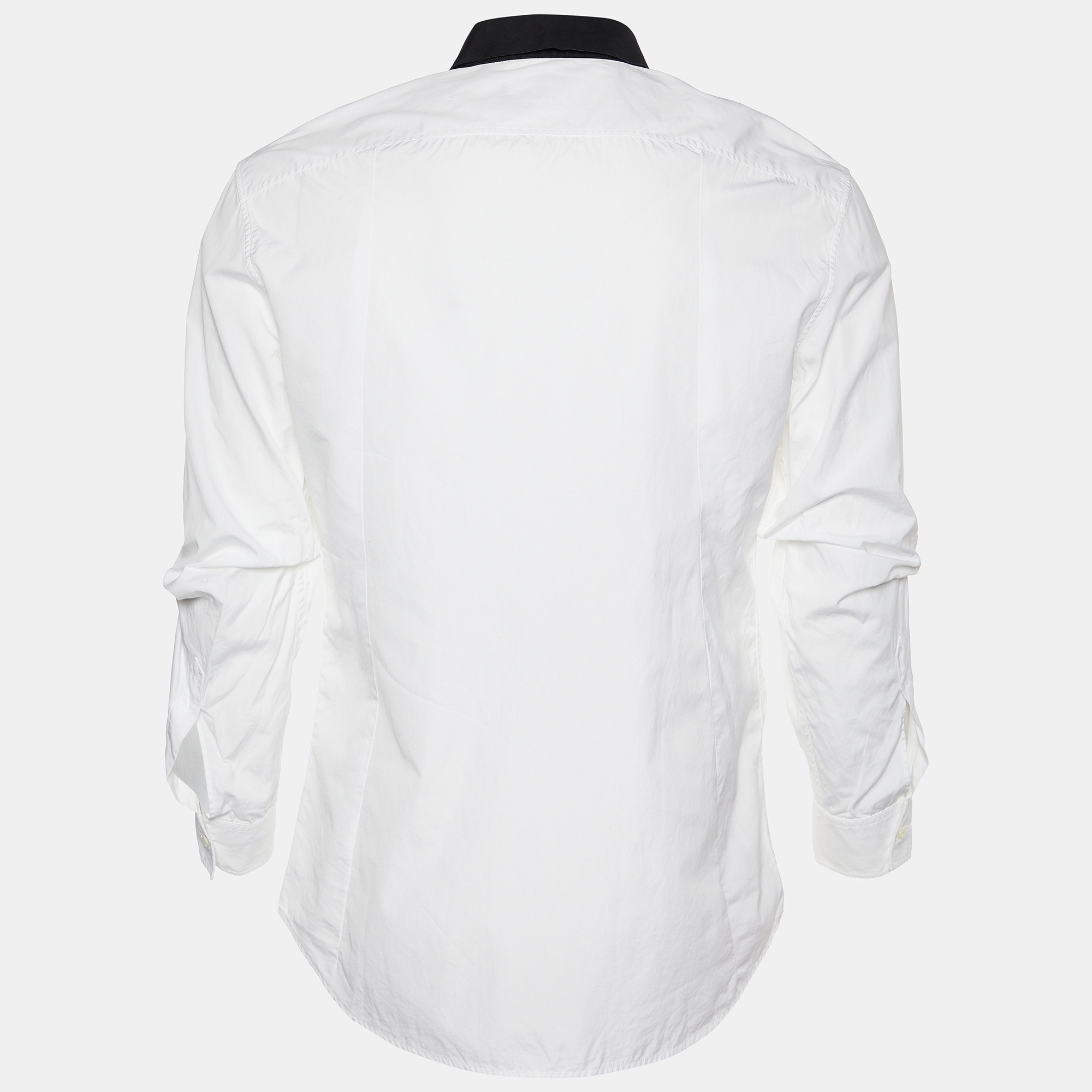 

Dsquared2 Monochrome Cotton Paneled Gathered Sleeve Detail Shirt, White