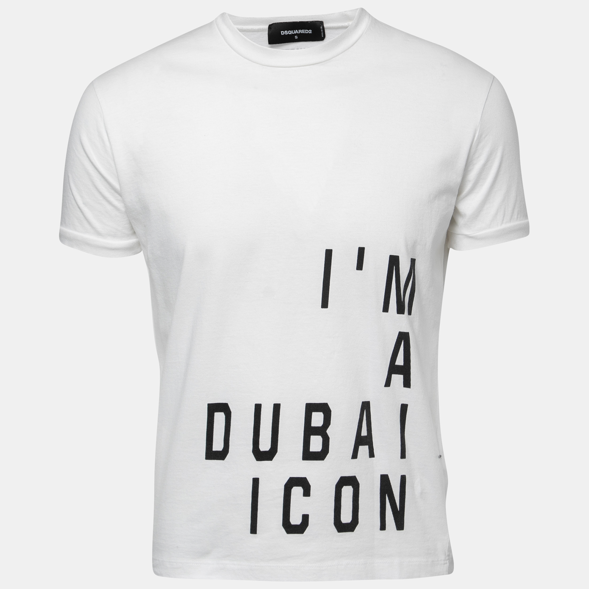 

Dsquared2 White I'M a Dubai Icon Print Cotton Crew NecK T-Shirt