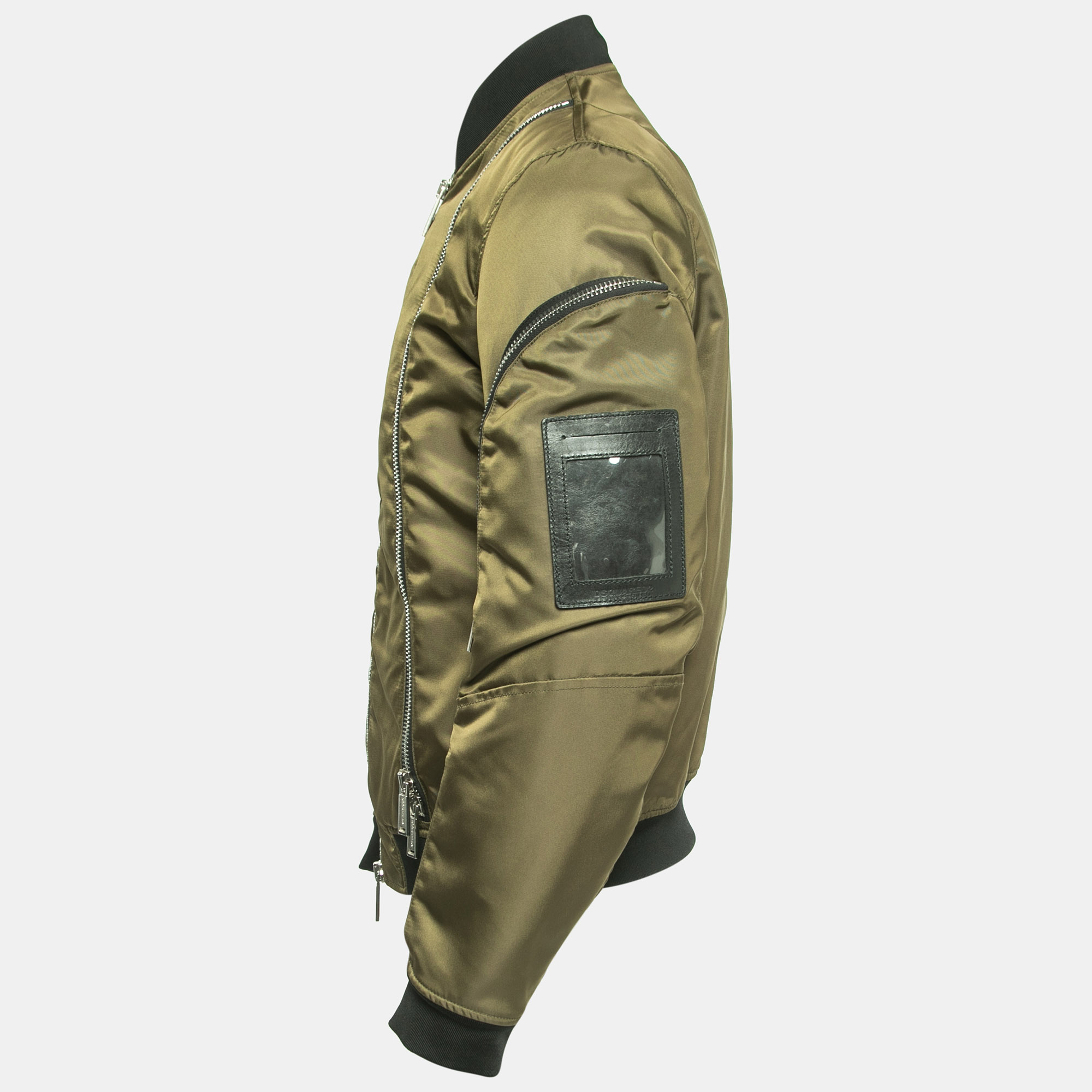 

Dsquared2 Green Nylon Zip Detail Bomber Jacket