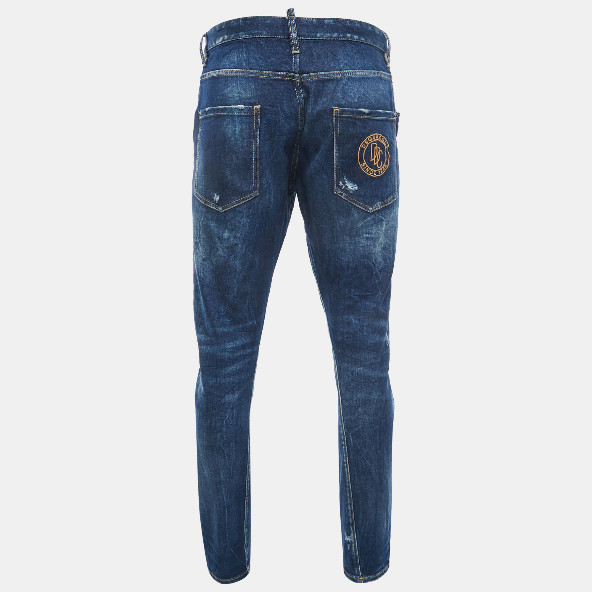 

Dsquared2 Blue Crinkled & Distressed Denim Jeans  Waist 34