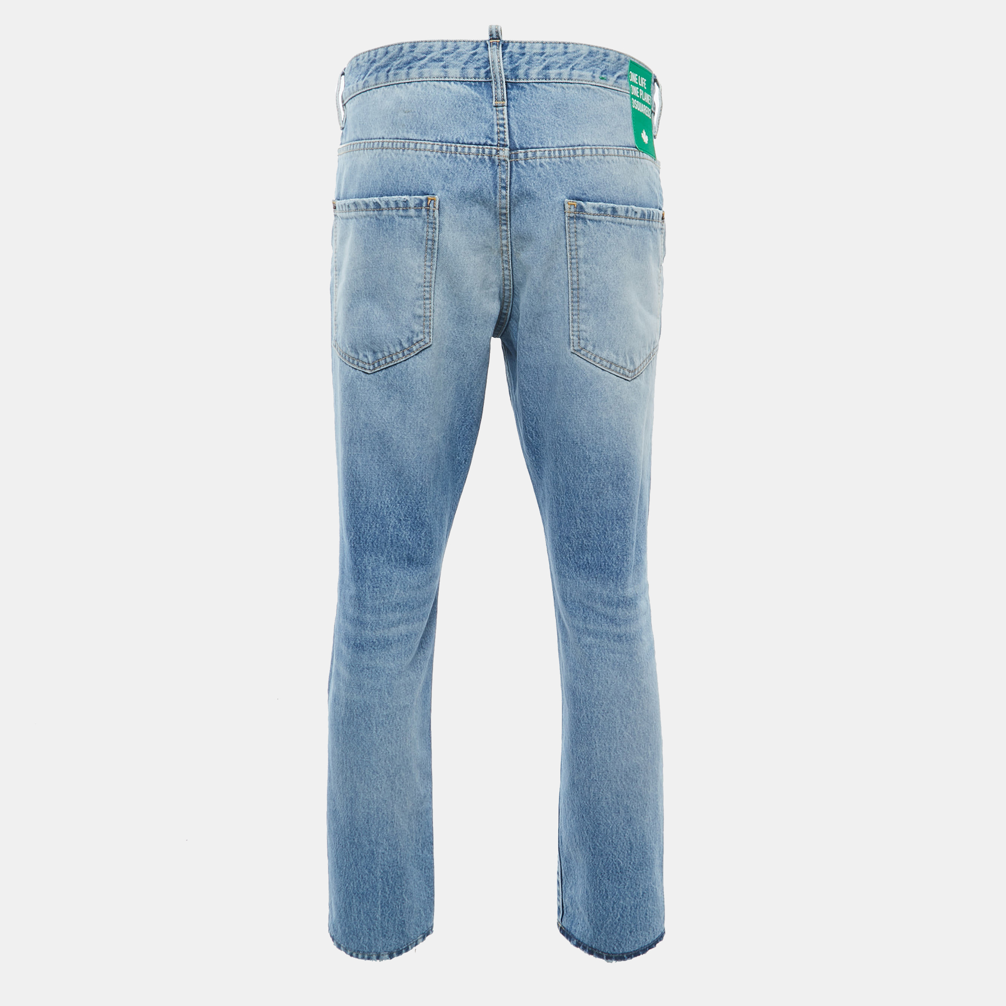 

Dsquared2 Blue Washed & Ripped Denim Buttoned Jeans  Waist 36