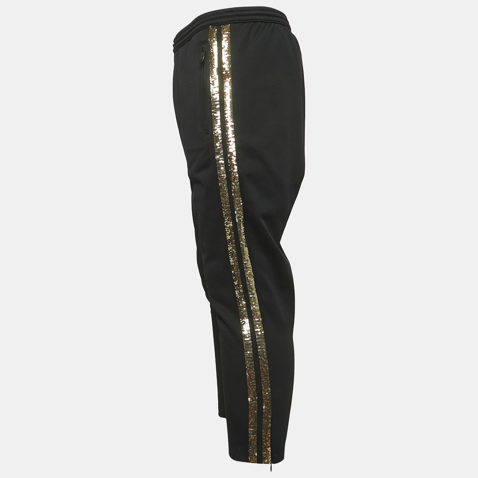 

Dsquared2 Black Sequined Synthetic Drawstring Joggers