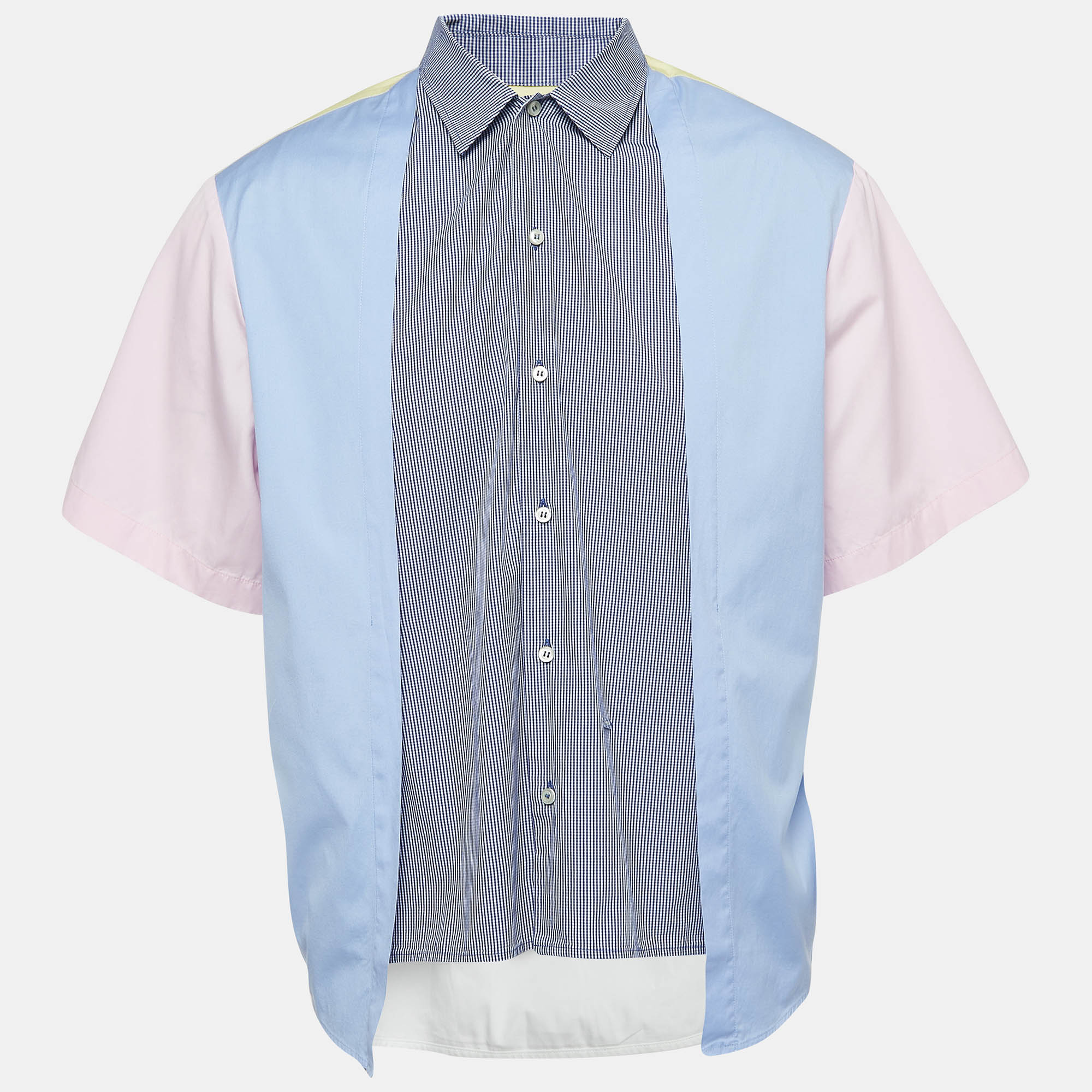 Pre-owned Dsquared2 Blue/multicolor Colourblock Cotton Layered Shirt L