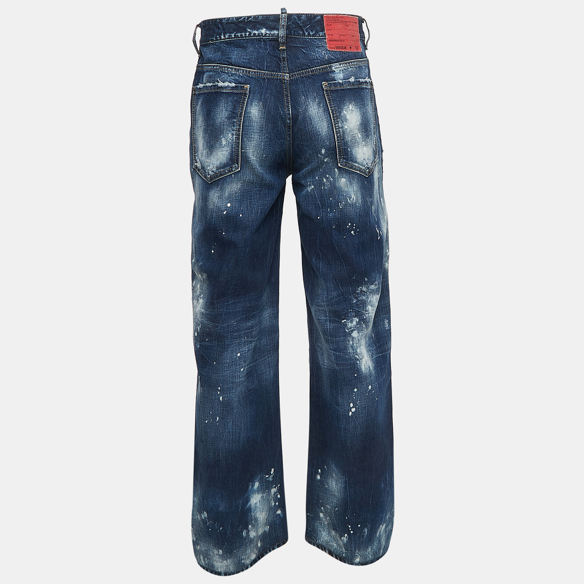 

Dsquared2 Blue Washed Painted Effect Denim Jeans  Waist 32