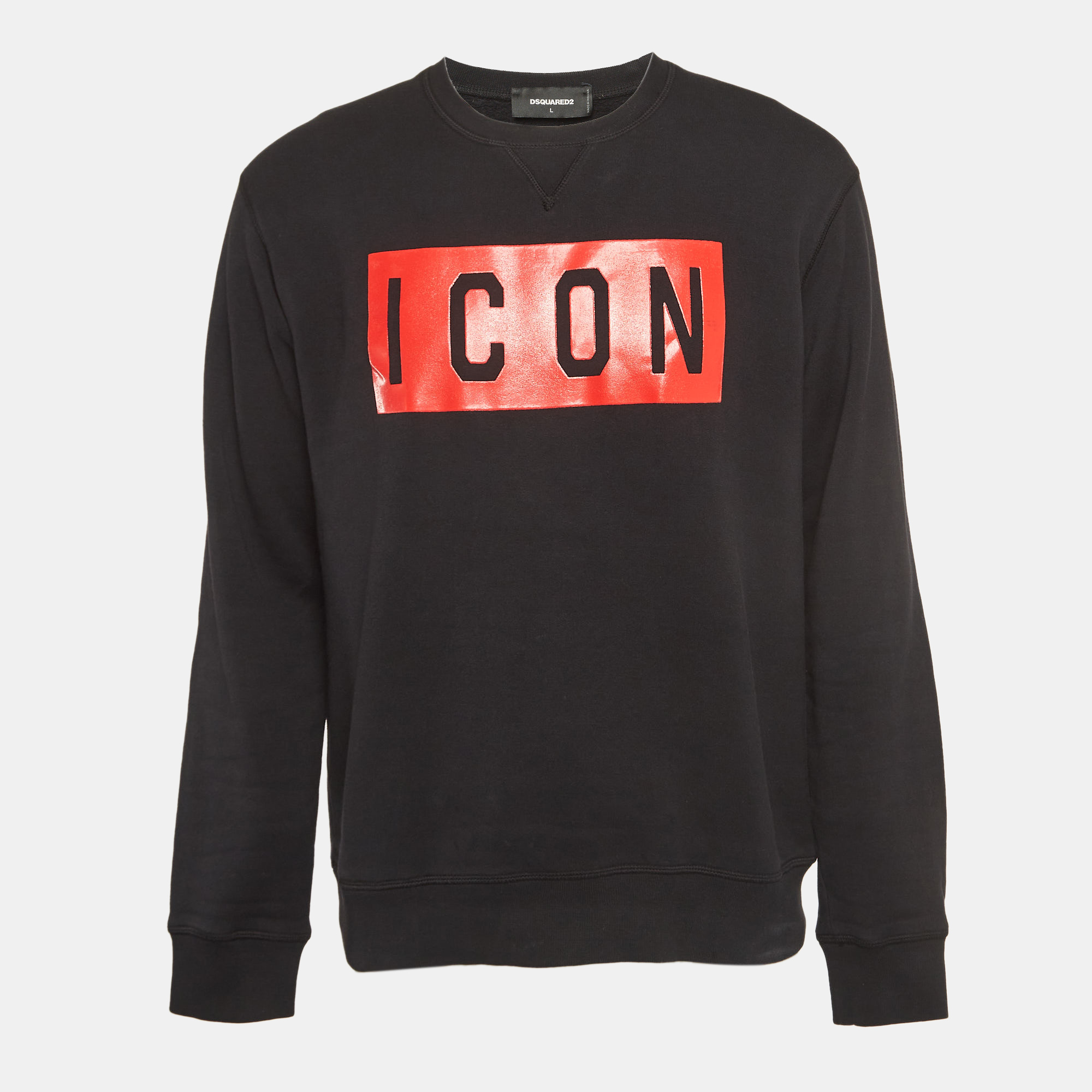 

Dsquared2 Black Icon Print Cotton Crew Neck Sweatshirt