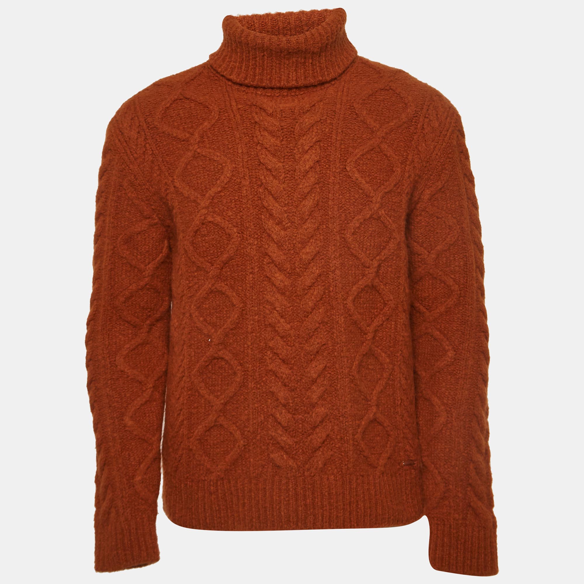 Dsquared2 Brown Cable Knit Turtle Neck Sweater M